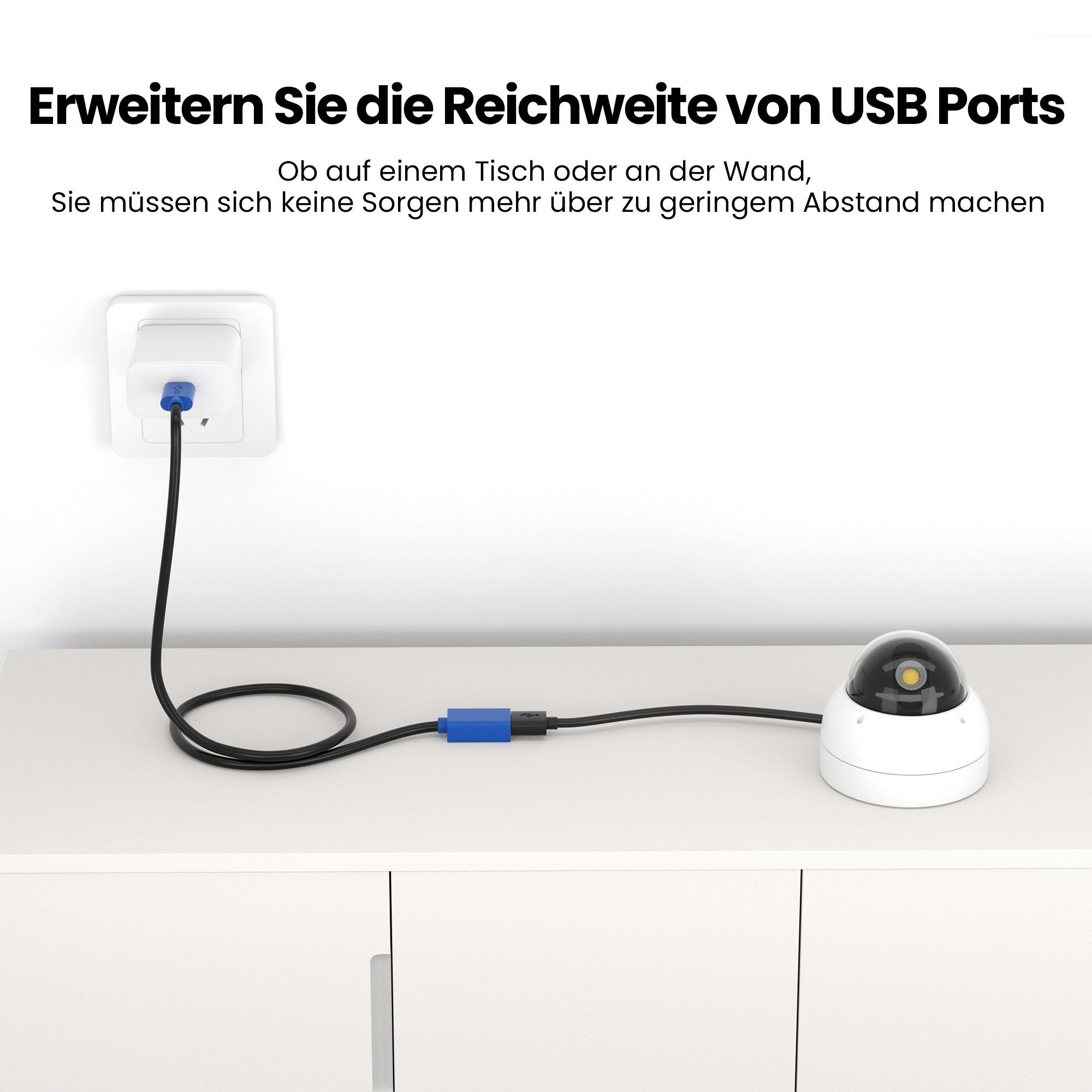 JAMEGA USB 3.0 Verlängerungskabel, USB-A Stecker zu USB-A Buchse Erweiterung USB-Kabel, USB, USB A (50 cm)