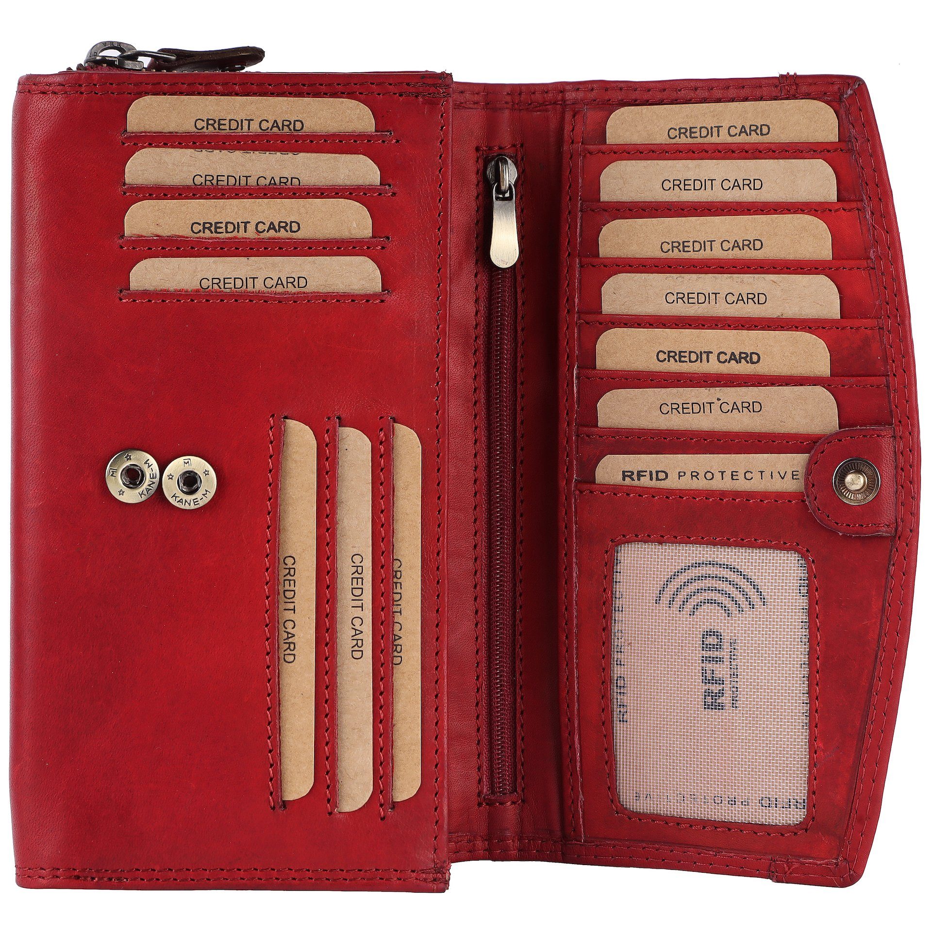 Christian Wippermann Geldbörse Große Echt Leder Damen Geldbörse Portemonnaie RFID Schutz (1 Tlg), Brieftasche