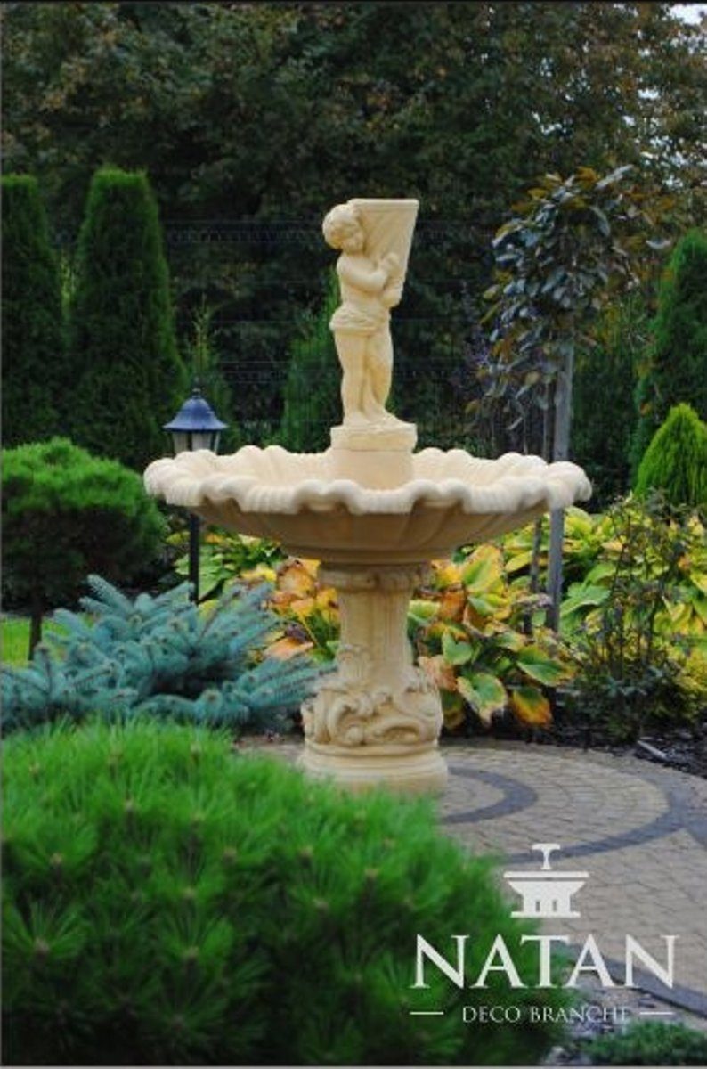JVmoebel Skulptur Zierbrunnen Springbrunnen Brunnen Garten Fontaine Teich CARELLO