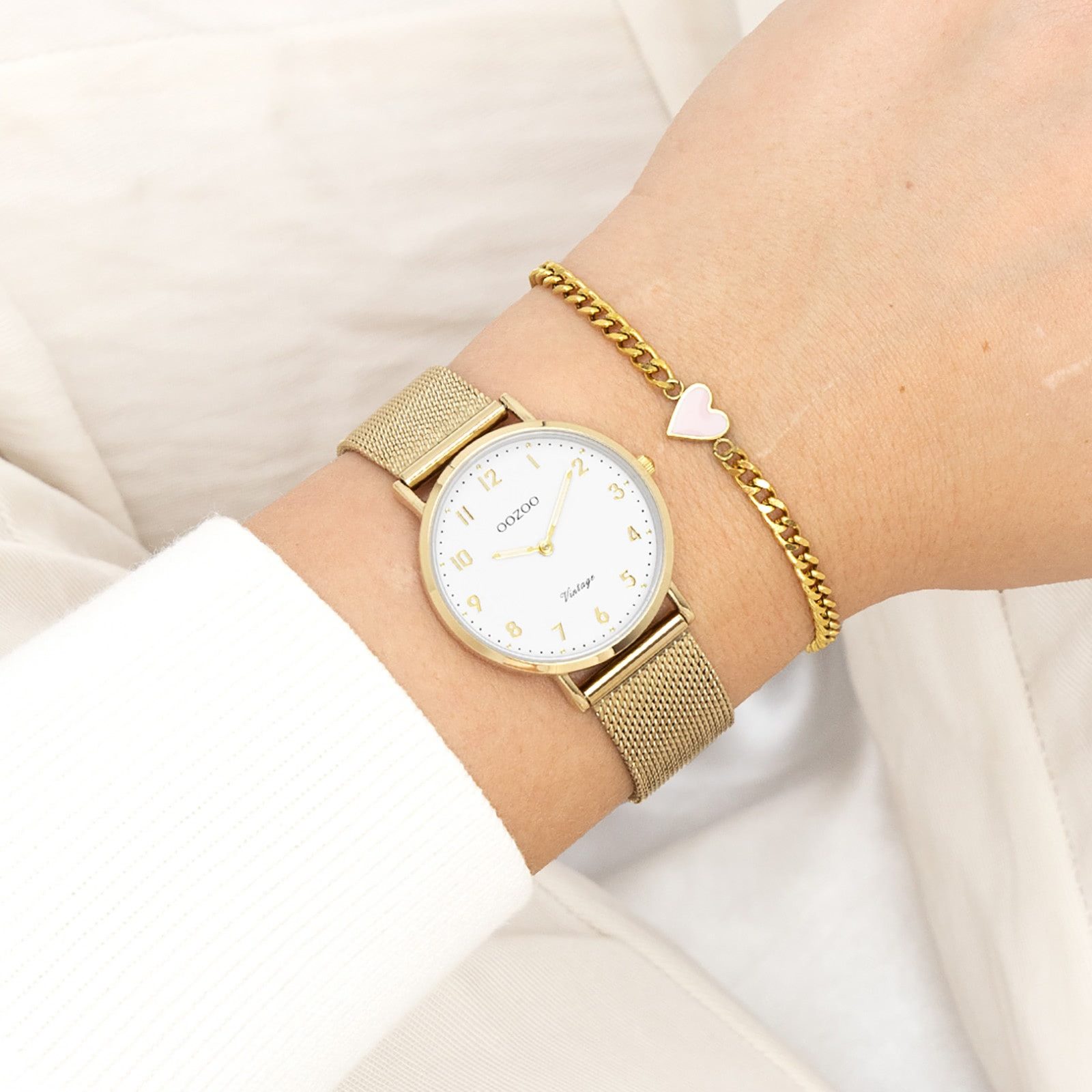 OOZOO Quarzuhr Oozoo Unisex Armbanduhr Vintage Series, (Analoguhr), Damen, Herrenuhr rund, mittel (ca. 32mm) Metallarmband, Fashion-Style