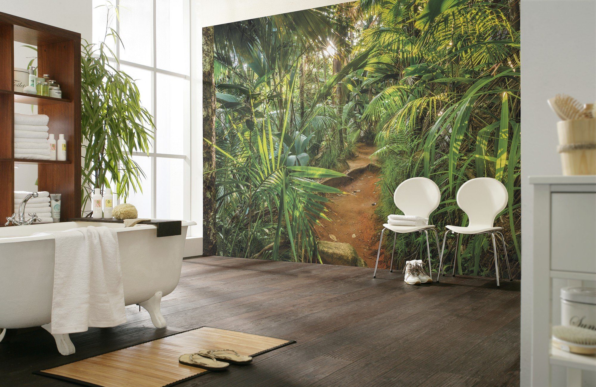 Komar Fototapete Jungle Trail - Größe 368 x 254 cm, glatt, bedruckt, (Packung, 1 St., Papier Fototapete), Wohnzimmer, Schlafzimmer