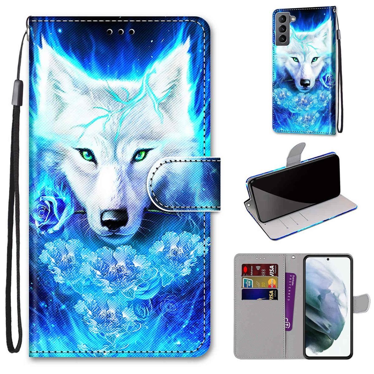 König Design Handyhülle Samsung Galaxy S22 5G, Schutzhülle Schutztasche Case Cover Etuis Wallet Klapptasche Bookstyle