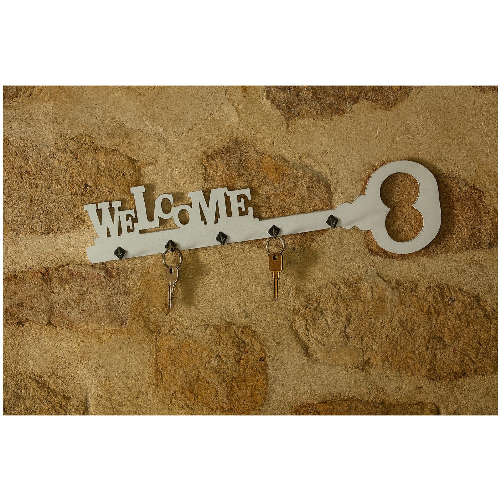 HTI-Living Schlüsselbrett Schlüsselbrett Shabby Look Welcome, (Stück, 1 St., 1 Hakenleiste ohne Dekoration), Hakenleiste Schlüsselboard