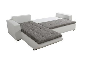 Fun Möbel Ecksofa Ecksofa Sofa NINO mit Schlaffunktion, Inkl. Zierkissen und Rückenkissen