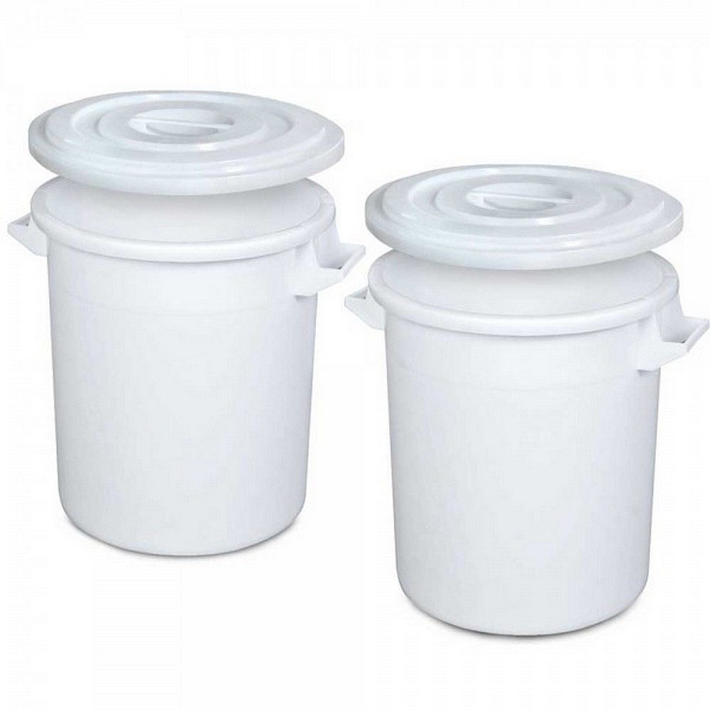 BRB-Lagertechnik Mülleimer 2x Kunststofftonne 100 Liter mit Deckel PE-HD, Für Industrie-, Nahrungs-/Genussmittelbereich sowie Baugewerbe
