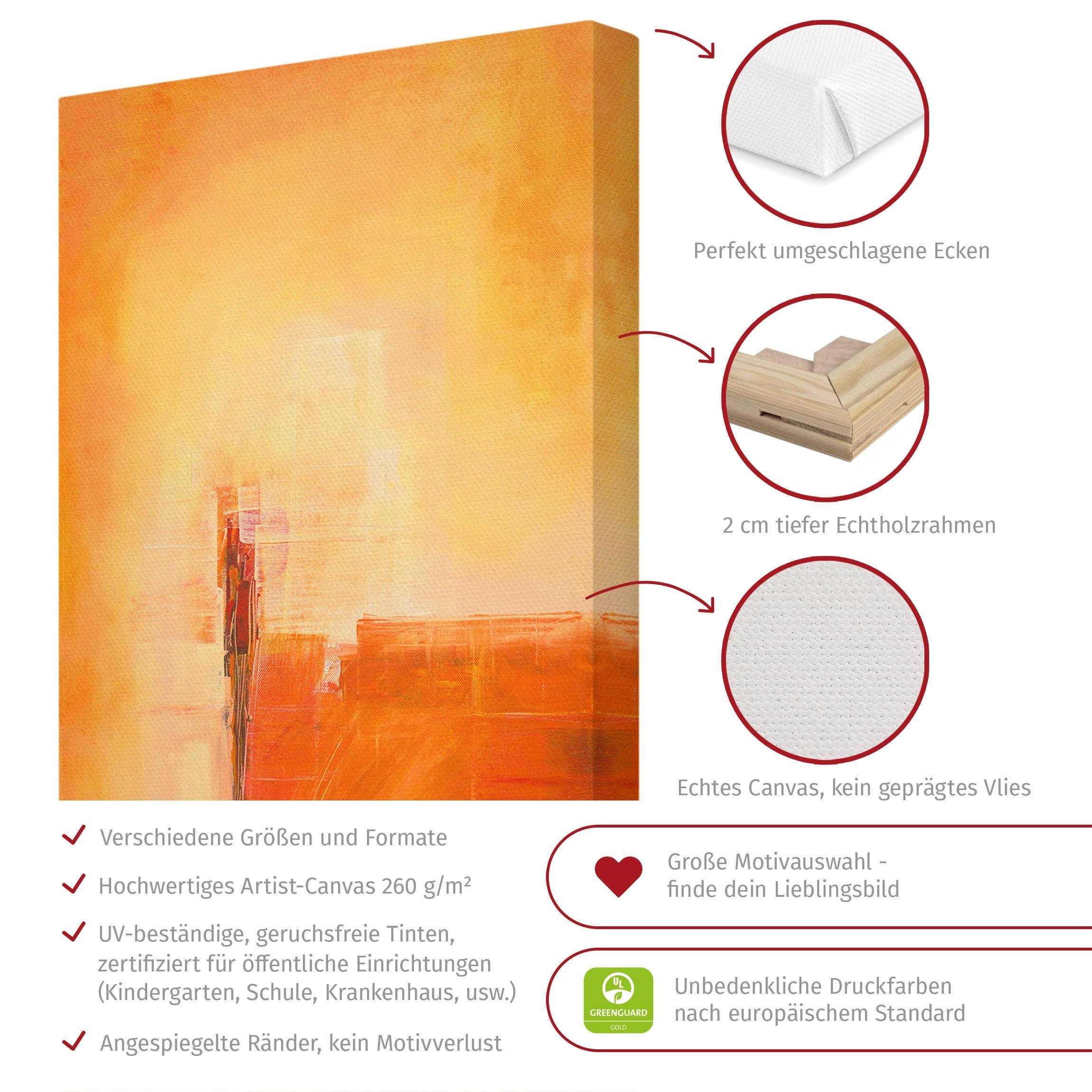 Bilderdepot24 Leinwandbild Kunstdruck Modern Abstrakt Orange Braun orange Bild auf Leinwand XXL, Wohnzimmer Schlafzimmer Küche Flur Wandbild Kunstkopie Wanddeko Druck