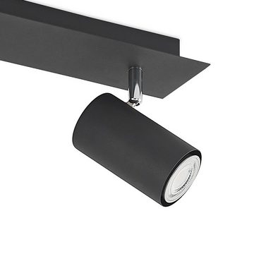 Lindby Strahler Joffrey, Modern, Stahl, Aluminium, Schwarz sand, 4 flammig, GU10, Deckenlampe