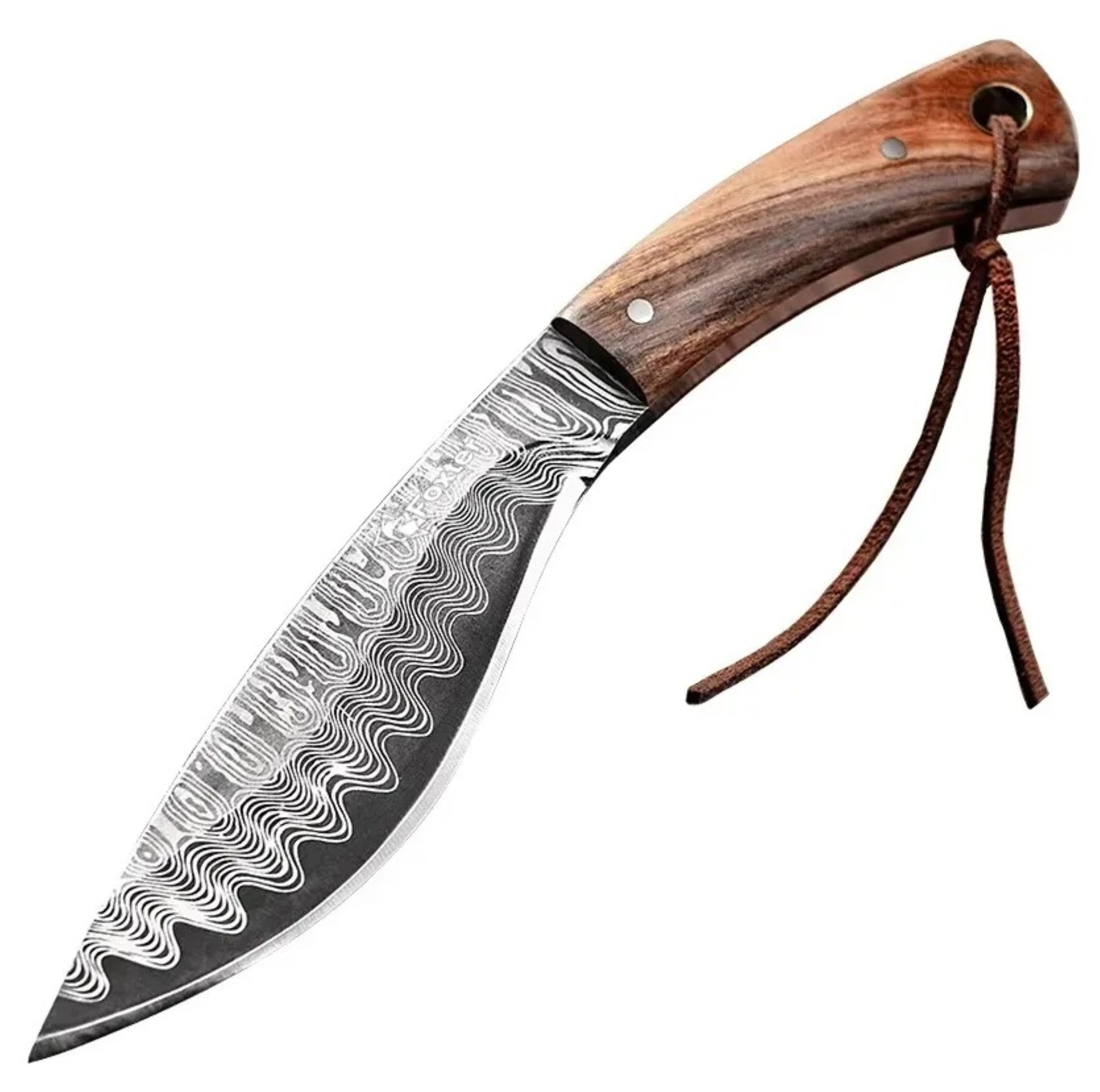 Foxter Universalmesser Jagdmesser Finka Kukri 19cm – Outdoor Survival Ножи mit Holzgriff, (2-teiliges Set: Ножи + Scheide, Inklusive brauner Ножиscheide zum Befestigen am Gürtel), Kompaktes Jagdmesser mit Edelstahlklinge & Holzgriff