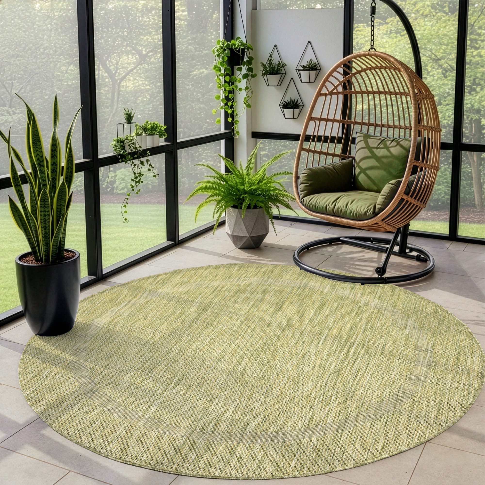 Carpettex Outdoorteppich Unicolor - Einfarbig, Rund, Höhe: 5 mm, Teppich Wetterfest Balkon Küchenteppich Flachgewebe Sisaloptik