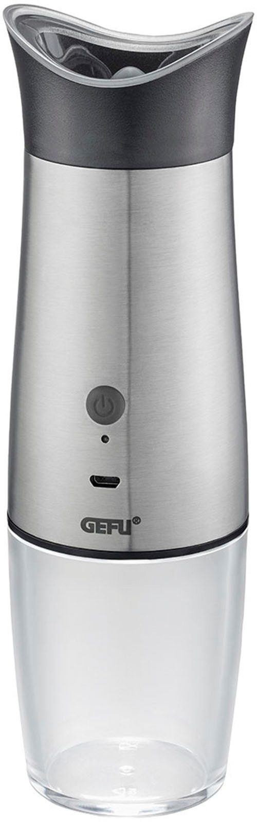 GEFU Salz-/Pfeffermühle VELO elektrisch, (1 Stück), Kippsensor für automat. Mahlen, einstellbare Mahlstufen, LED-Anzeige