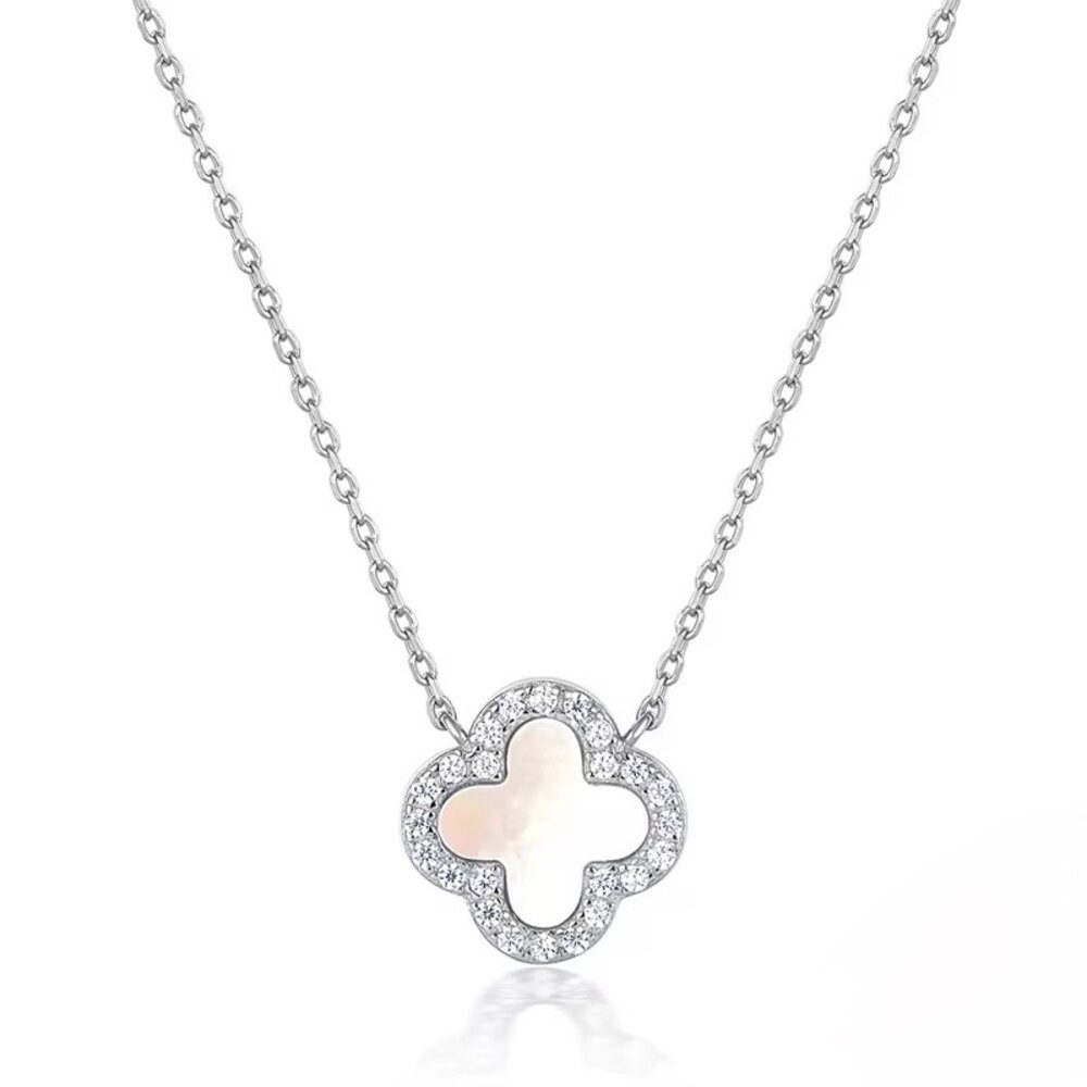 ROUGEMONT Silberkette Kleeblatt Glücksbringer Clover Damen Halskette 925 sterling Silber, Echtschmuck – Bild 4 von 5