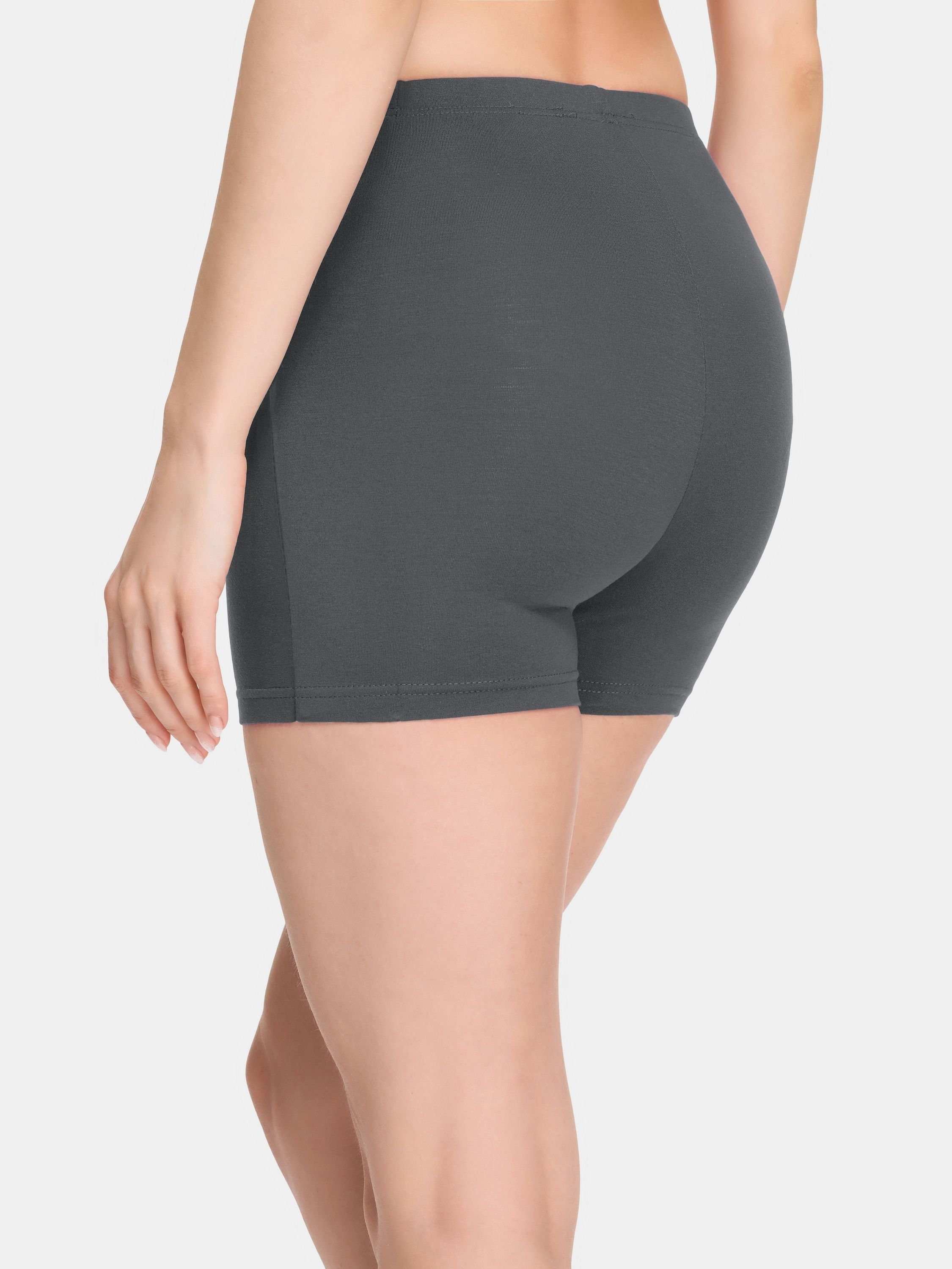 (1-tlg) Radlerhose Merry Leggings Grau Shorts Style Hotpants Boxershorts Damen elastischer MS10-392 Bund Unterhose