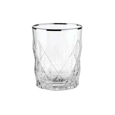 BUTLERS Glas UPSCALE Glas mit Silberrand 345ml, Glas