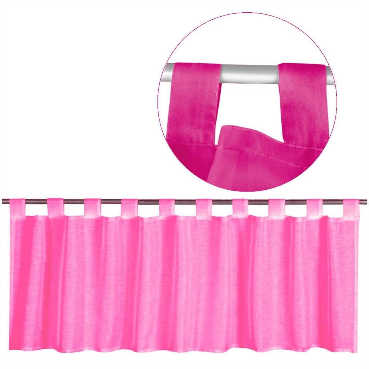 Vorhang, Bestgoodies, Schlaufen (1 St), transparent, Voile, Schlaufen-Bistrogardine, transparente uni Scheibengardine Voile in vielen versch. Farben und Größen erhältlich Pink