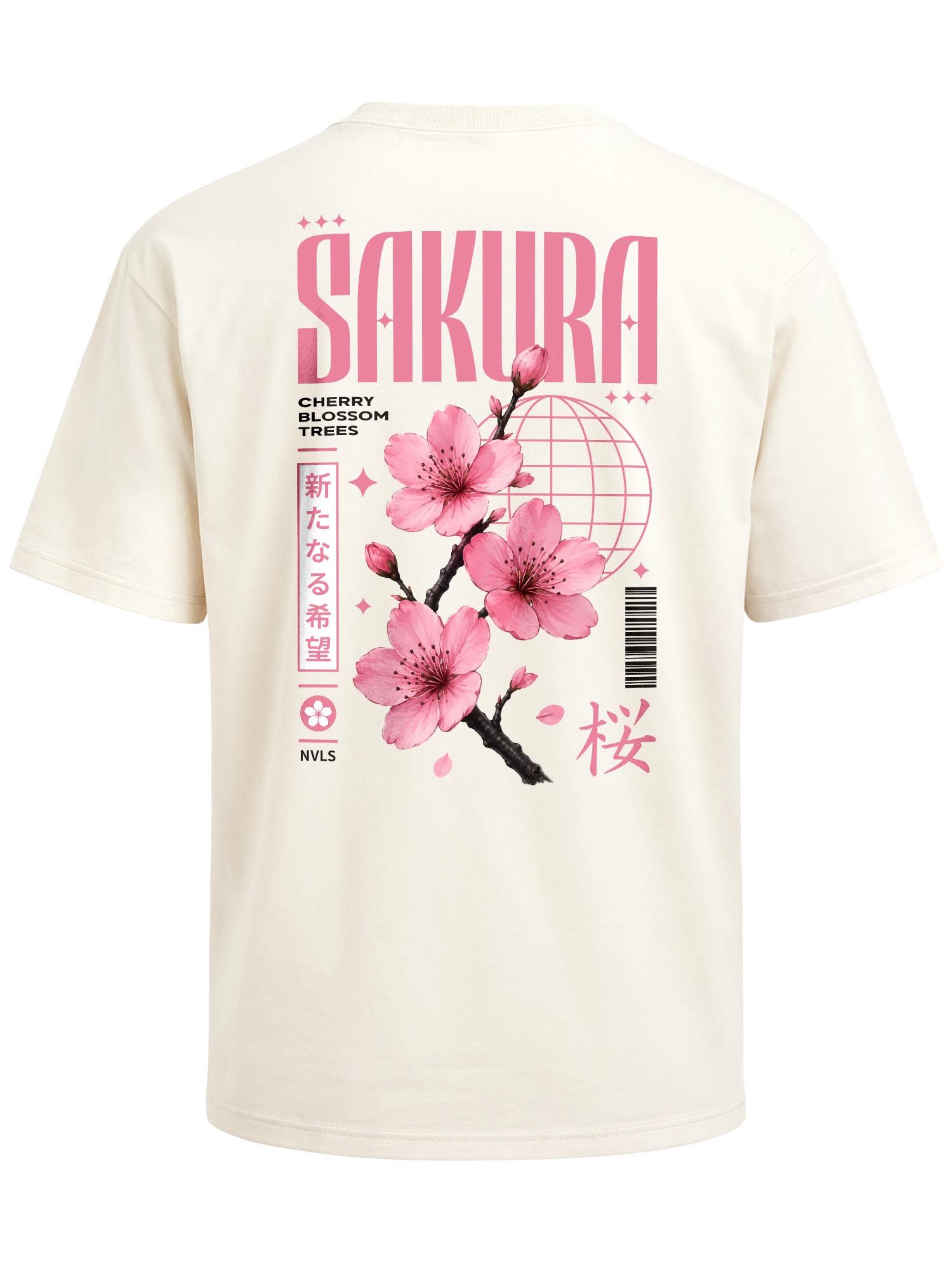 Neverless Oversize-Shirt Herren T-Shirt - Cherry Blossom - Oversized Relaxed Fit Printshirt mit Print