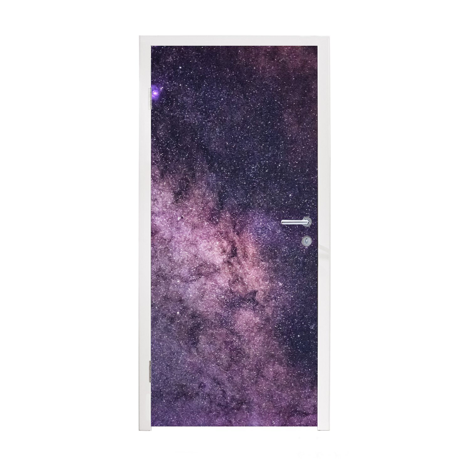 MuchoWow Türtapete Die violett leuchtende Milchstraße, Matt, bedruckt, (1 St), Fototapete für Tür, Türaufkleber, 75x205 cm