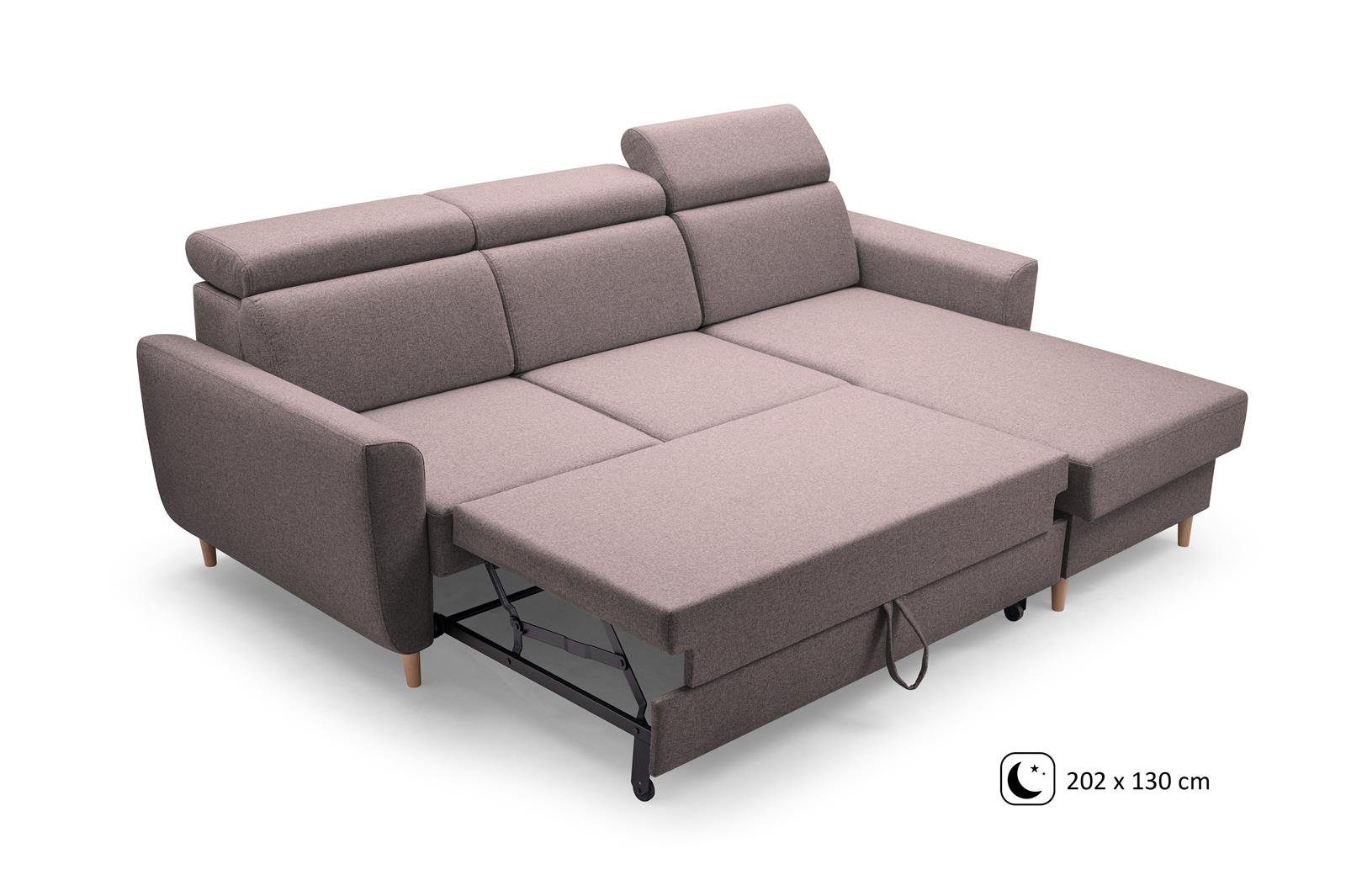 Beautysofa Ecksofa Modern universelle Sofa cappucino Couch GUSTAW Schlaffunktion mit Ecksofa