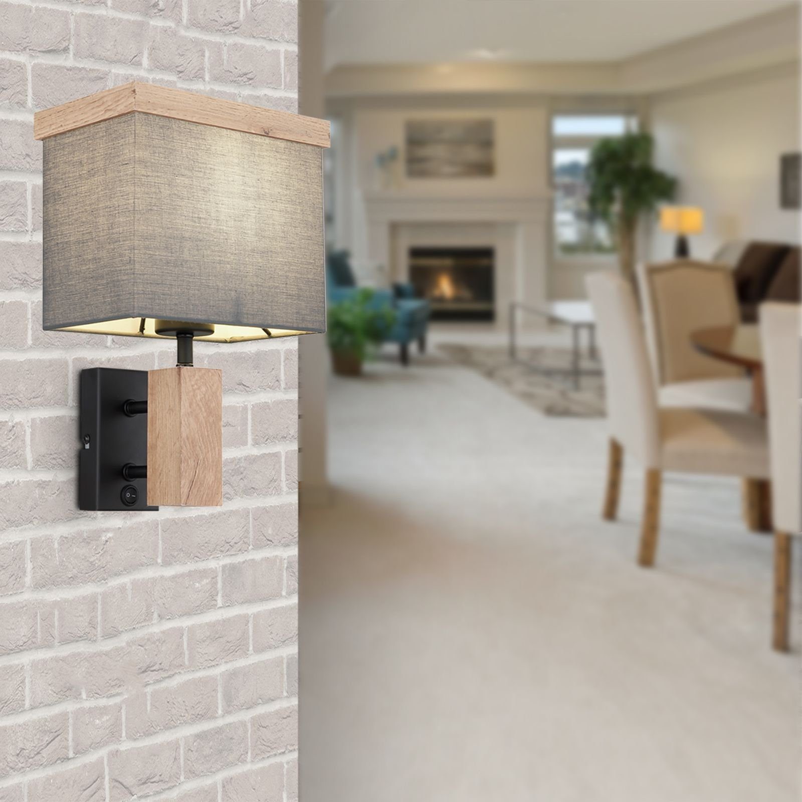 GLOBO LIGHTING Wandleuchte Wandleuchte Innen mit Schalter Stoff Grau Wandla günstig online kaufen