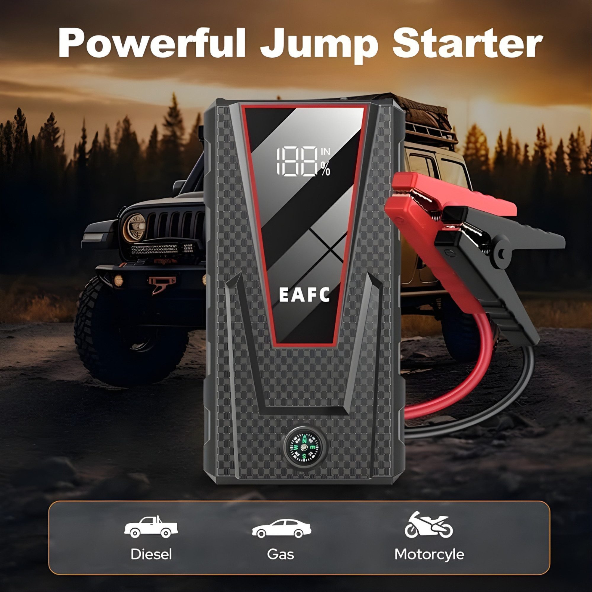 Athlix Car Jump Starter for Cars, 12V Battery Booster up to 2000A, Jump Starter 10000 mAh (12 V), for Petrol 4.0 L Diesel 2.0 L, -20 °C to 60 °C