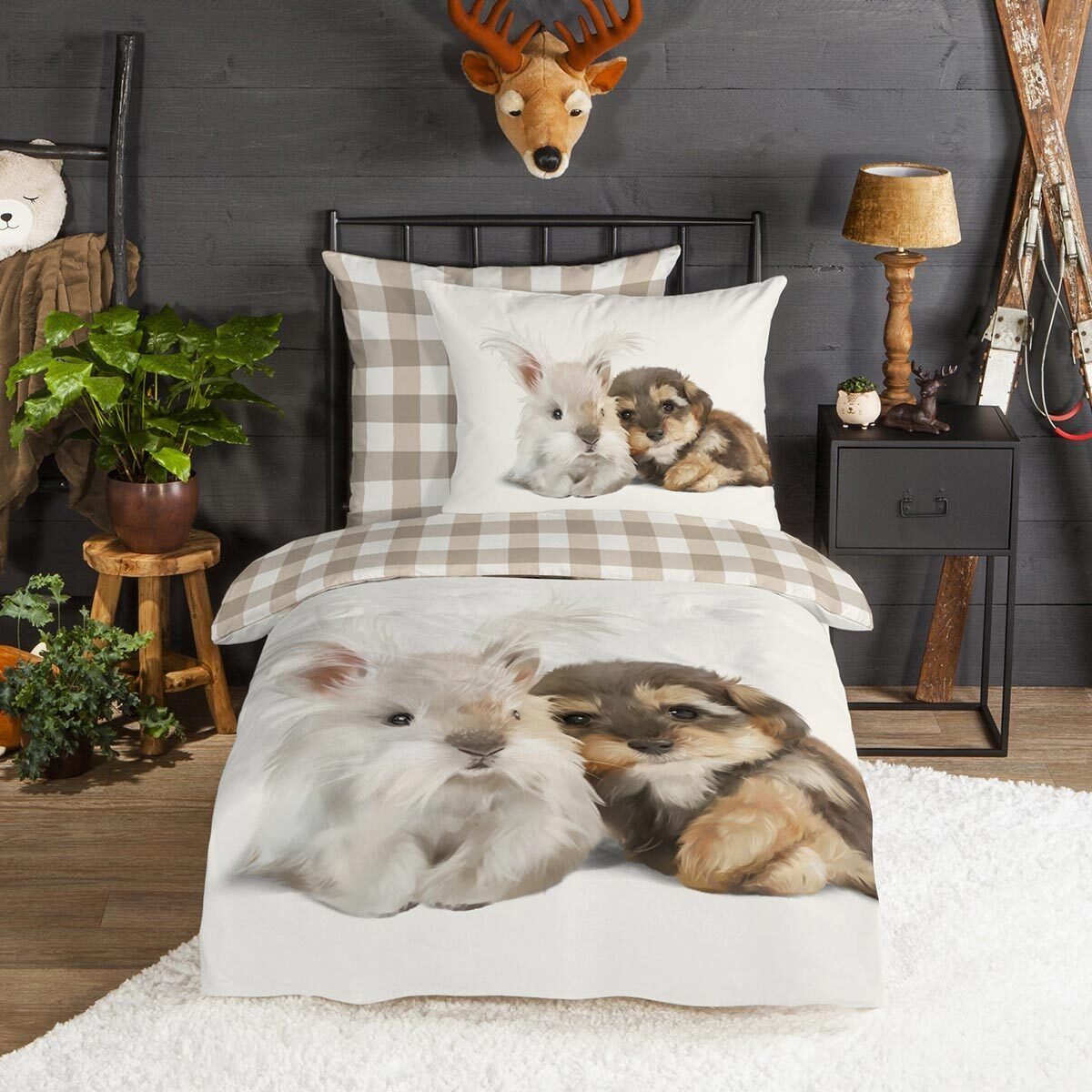 TRAUMSCHLAF Bettwäsche Hase und Hund, Flanell, 2 teilig, besonders weich un günstig online kaufen