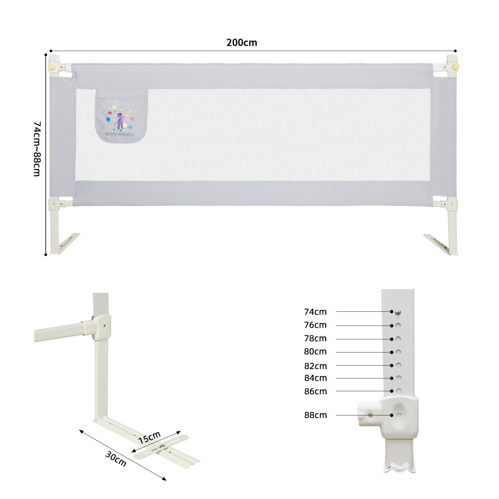 CCLIFE Baby Bettschutzgitter für Baby Bettschutzgitter Modell, Kinder Bettgitter Nicht 200cm Babybettgitter Faltbare