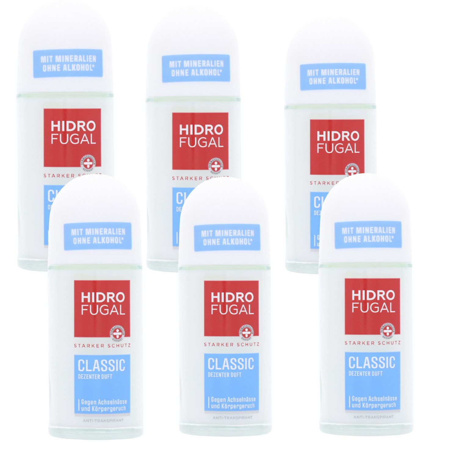 Bodyspray 6 x Hidrofugal Classic Deo Roll On Anti Transpirant jeweils 50 ml Deze