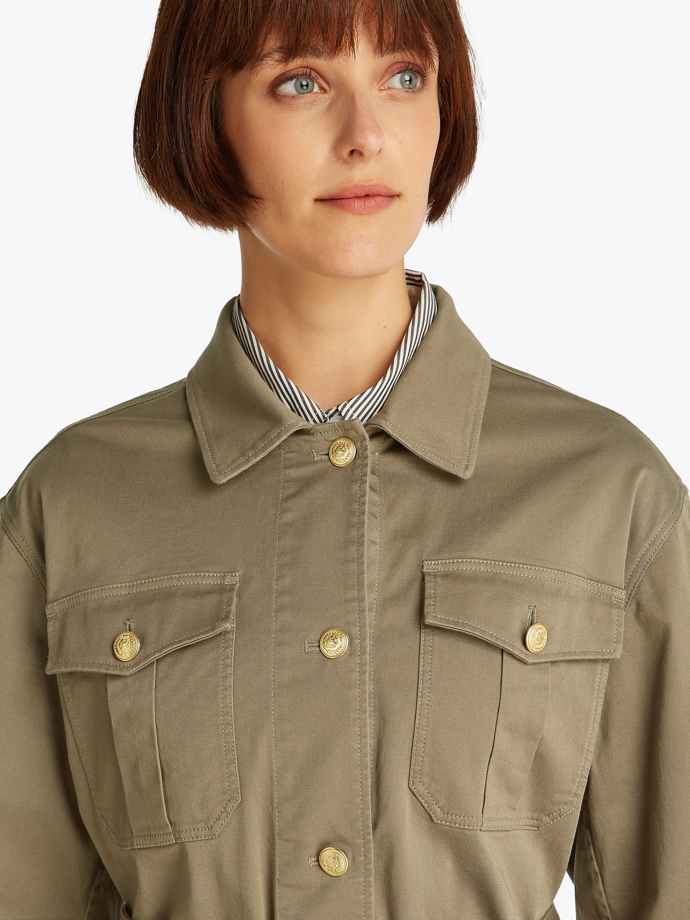 Tommy Hilfiger Outdoorjacke GOLD BUTTON UTILITY JACKET mit goldfarbenem Kno günstig online kaufen