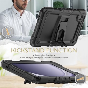 Wigento Tablet-Hülle Für Samsung Galaxy Tab A9 Plus Silikon Tablet Tasche Gurt + Halterung