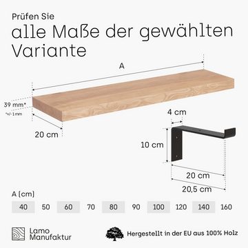 LAMO Manufaktur Wandregal Original, Komplett-Set, 40mm stake Massivholzplatte