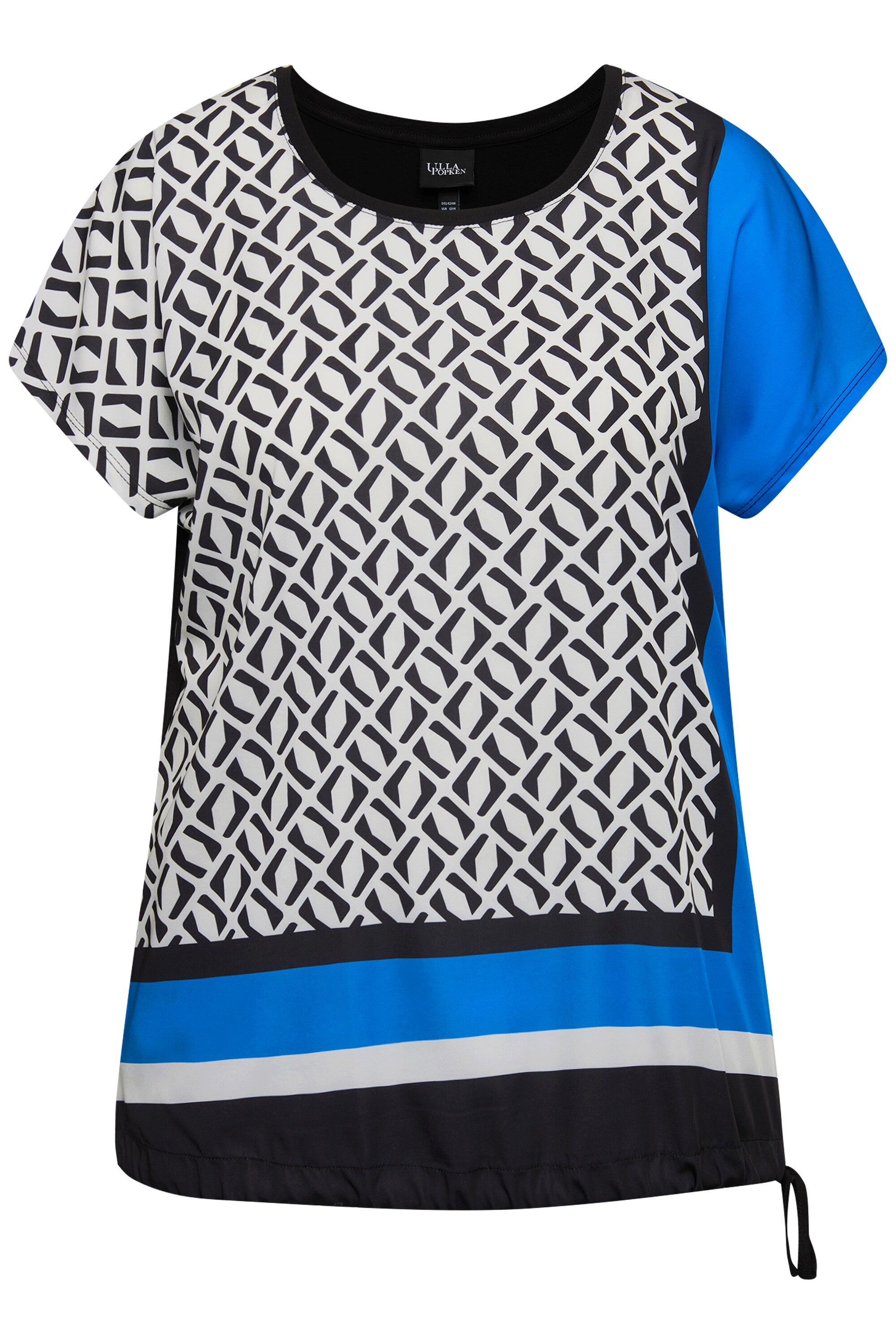 Ulla Popken Druckbluse Blusenshirt Patchlook Satinfront günstig online kaufen