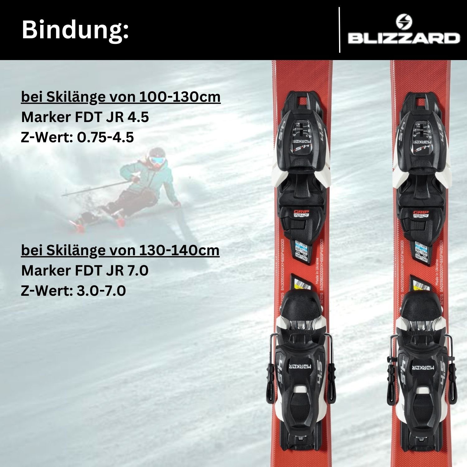 BLIZZARD Ski, + JR4.5 JR FDT Ski /7.0 Bindung Kinderski Blizzard 2024 Brahma