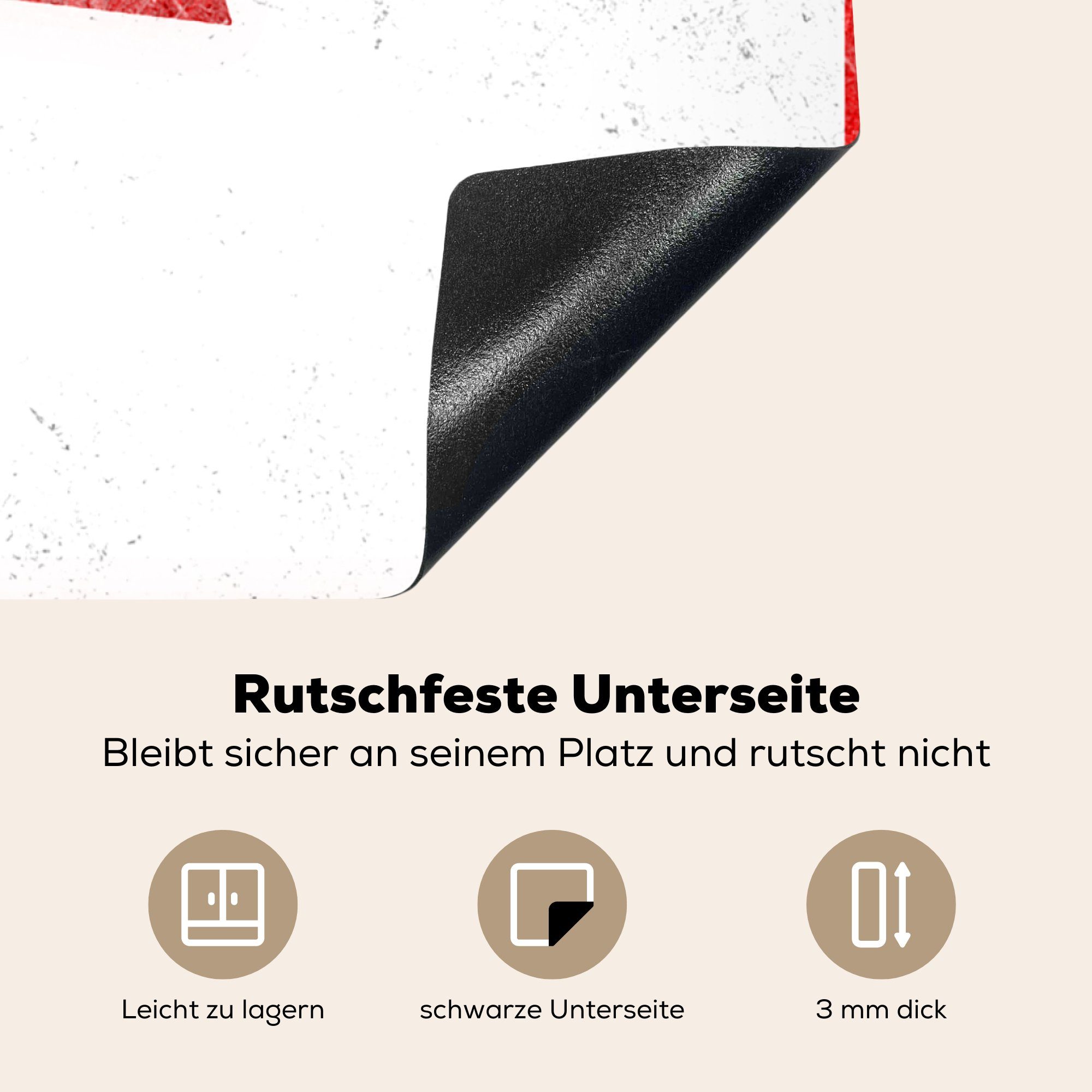 Ceranfeldabdeckung, Flagge für von Herdblende-/Abdeckplatte MuchoWow auf (1 Kanada Vinyl, tlg), Arbeitsplatte cm, Edelstahl, 78x78 küche