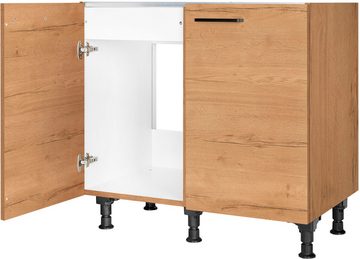 nobilia® Spülenschrank "Structura", vormontiert, mit höhenverstellbaren Sockelfüßen, Breite 90 cm