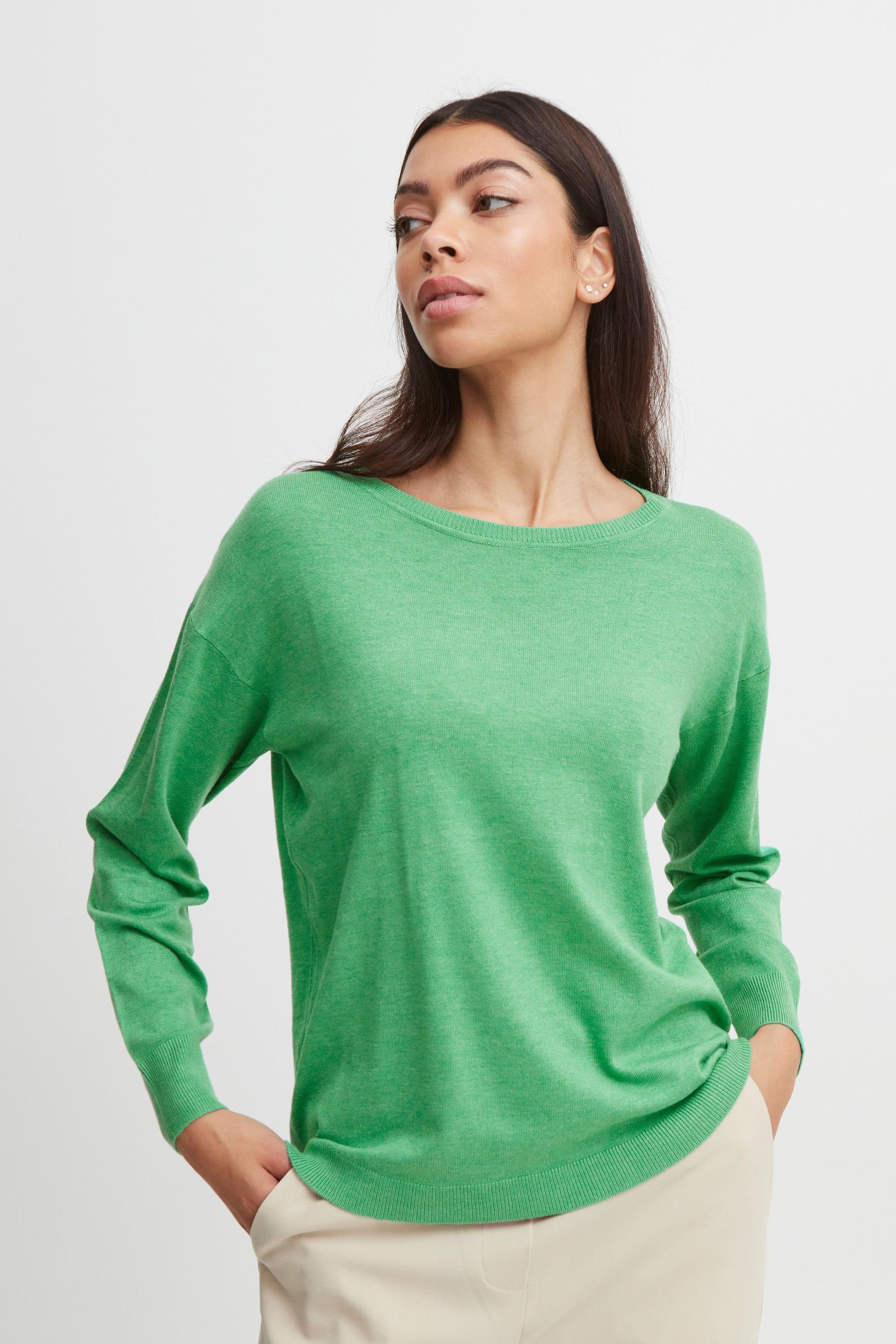 b.young Strickpullover BYMMPIMBA1 ONECK JUMPER - 20811924 Ming Green Melange (1659301)