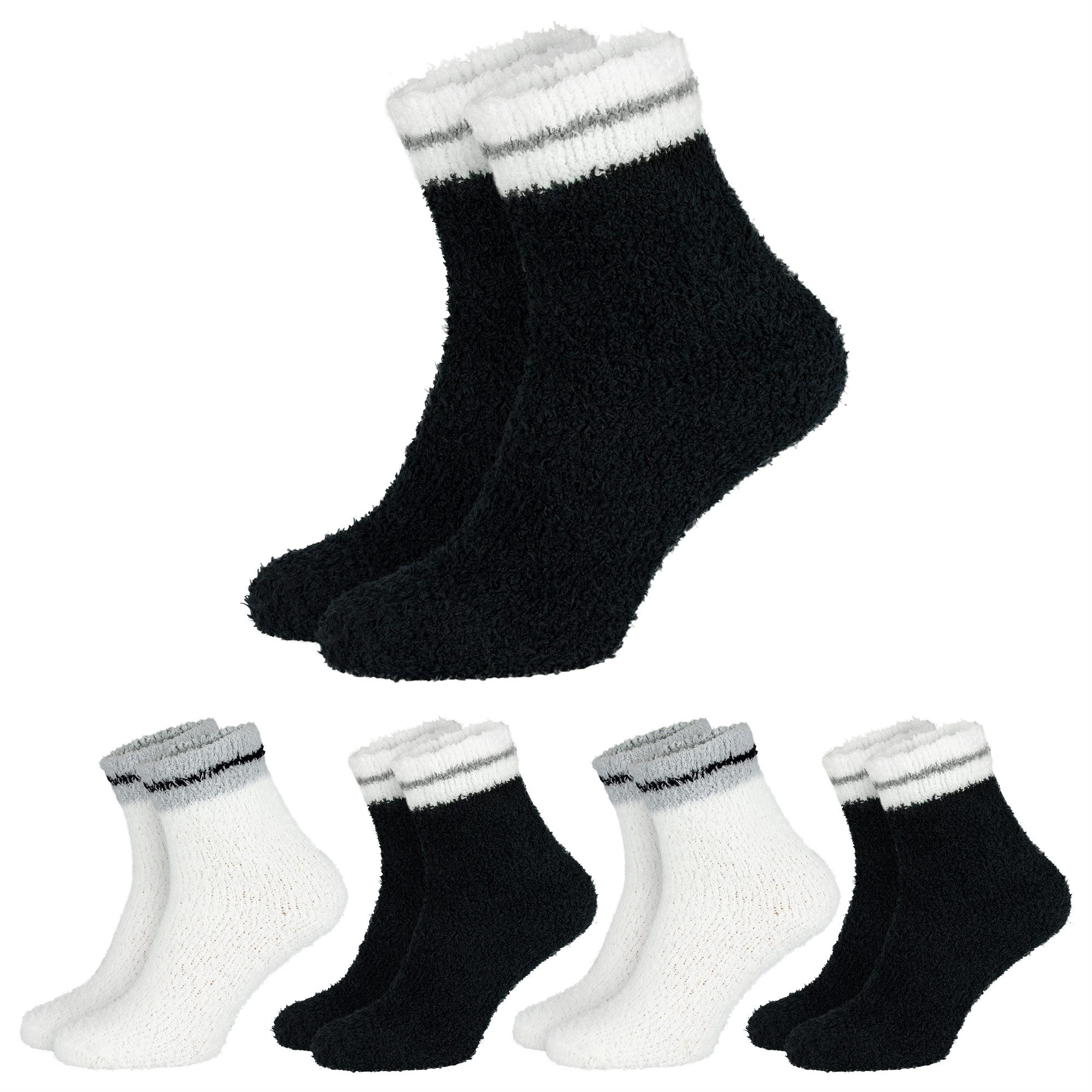 Black Snake Kuschelsocken Damen Kuschelsocken – Flauschige Haussocken weich & warm (Socken-Set, 4-Paar, Damen Kuschelsocken) Besonders flauschig, weich und wärmend