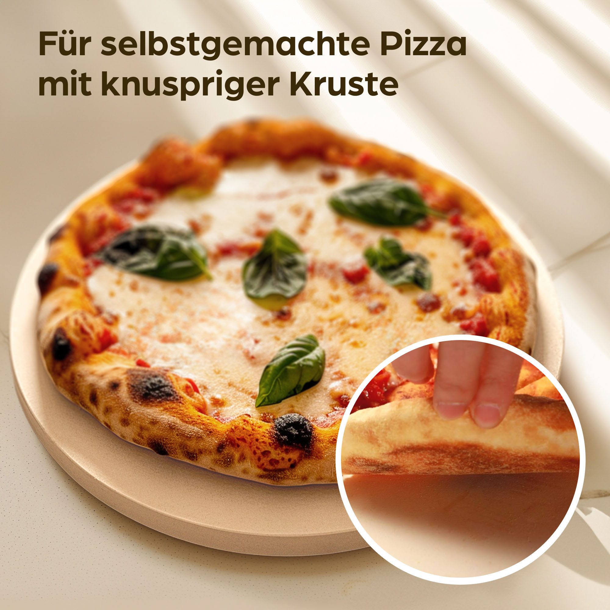 Praknu Pizzastein Pizzastein Rund 30 cm für Grill und Backofen - Für knusprigen Boden, Cordierit, (1-St), Für Knusprigen Boden - bis 900 °C - Wärme Speichernd