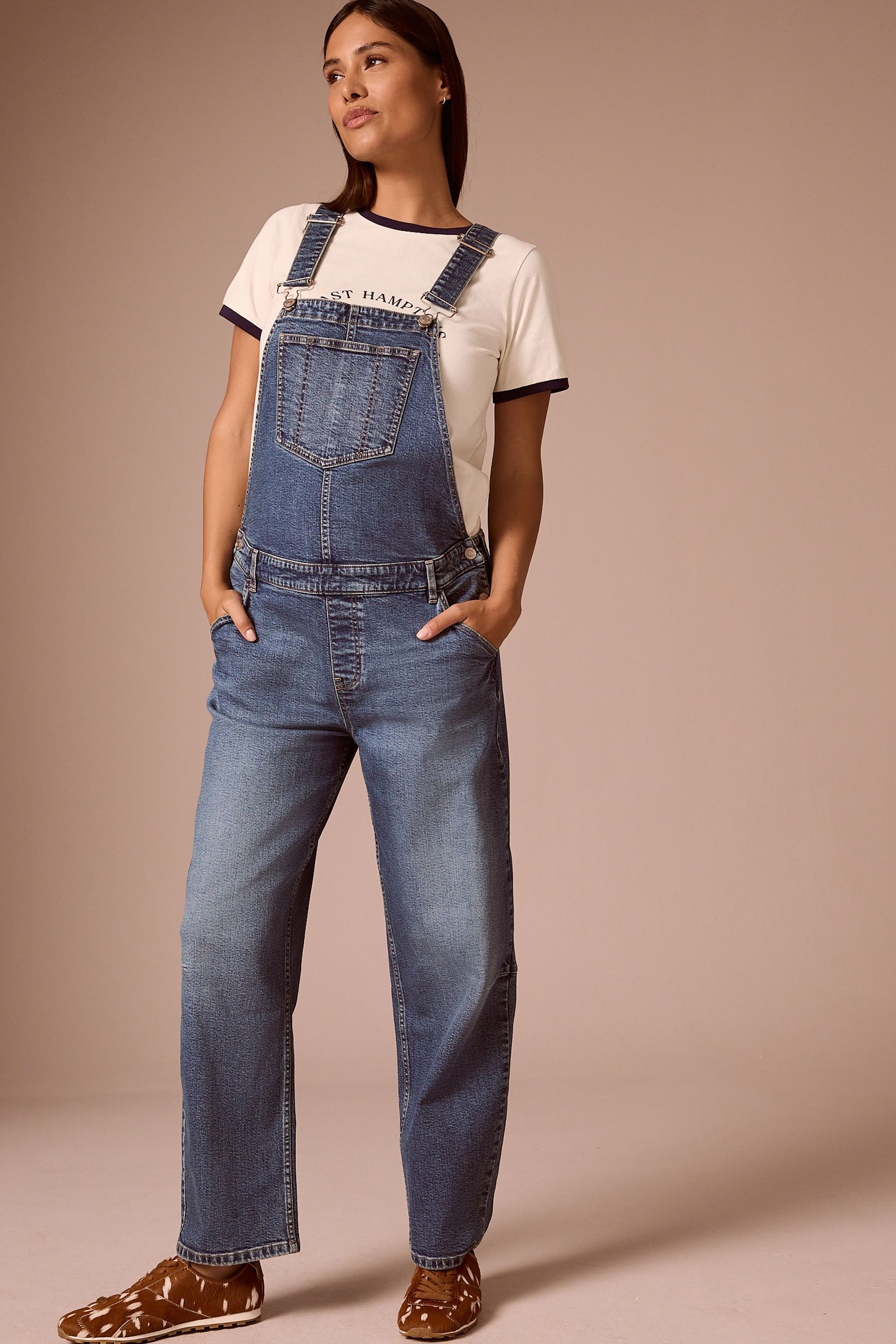 Next Umstandshose Denim-Latzhose mit Barrel-Bein, Umstandsmode (1-tlg) – Bild 5 von 5