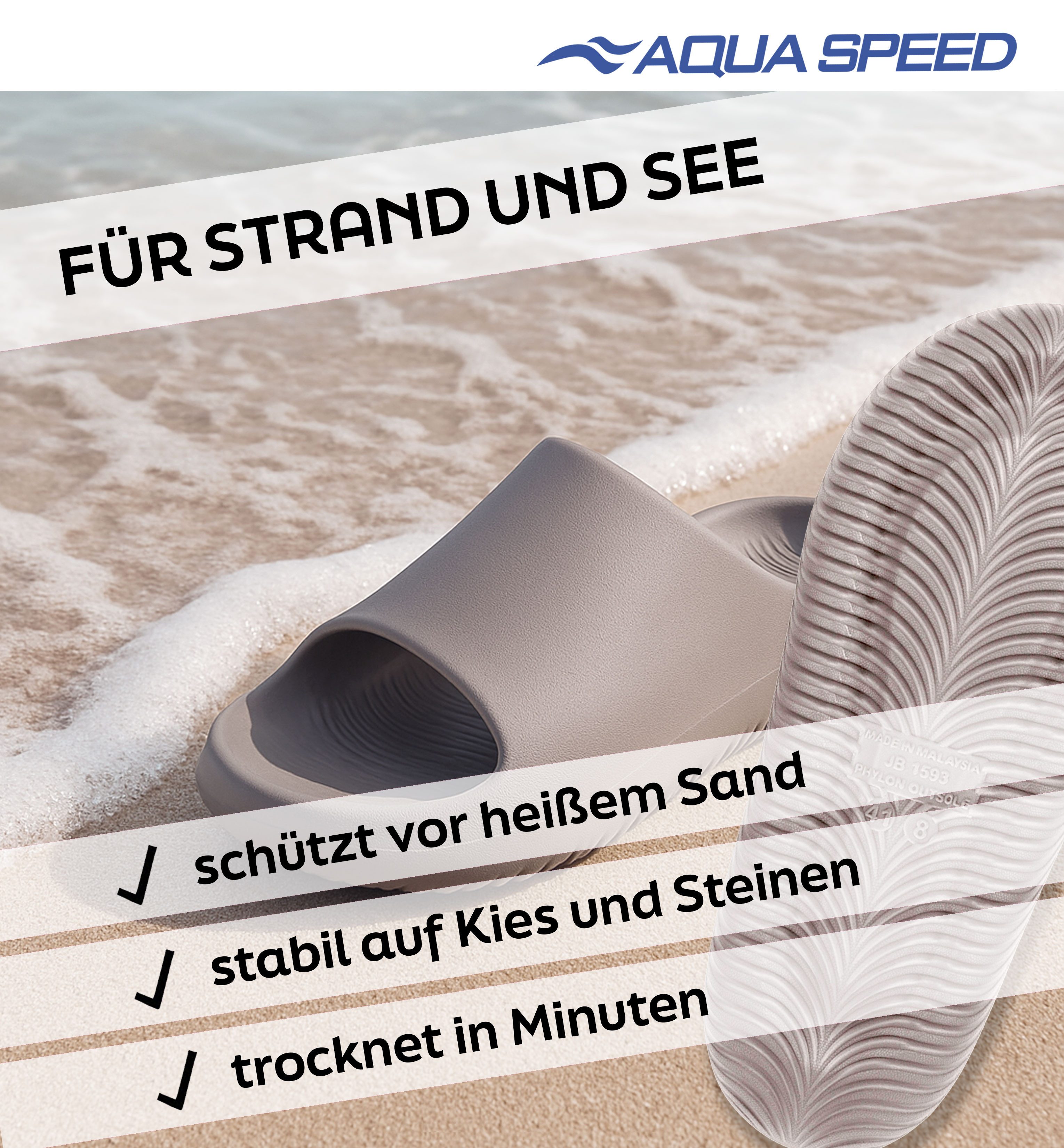 Aqua Speed Toledo Badelatschen dicke Sohle Wellness + Mikrofaserhandtuch Badepantolette (Komfortable Slides – perfekt für Fitnessstudio, Sauna und Reisen) Komfort-Slides für Spa, Balkon und Spaziergänge in Strandnähe