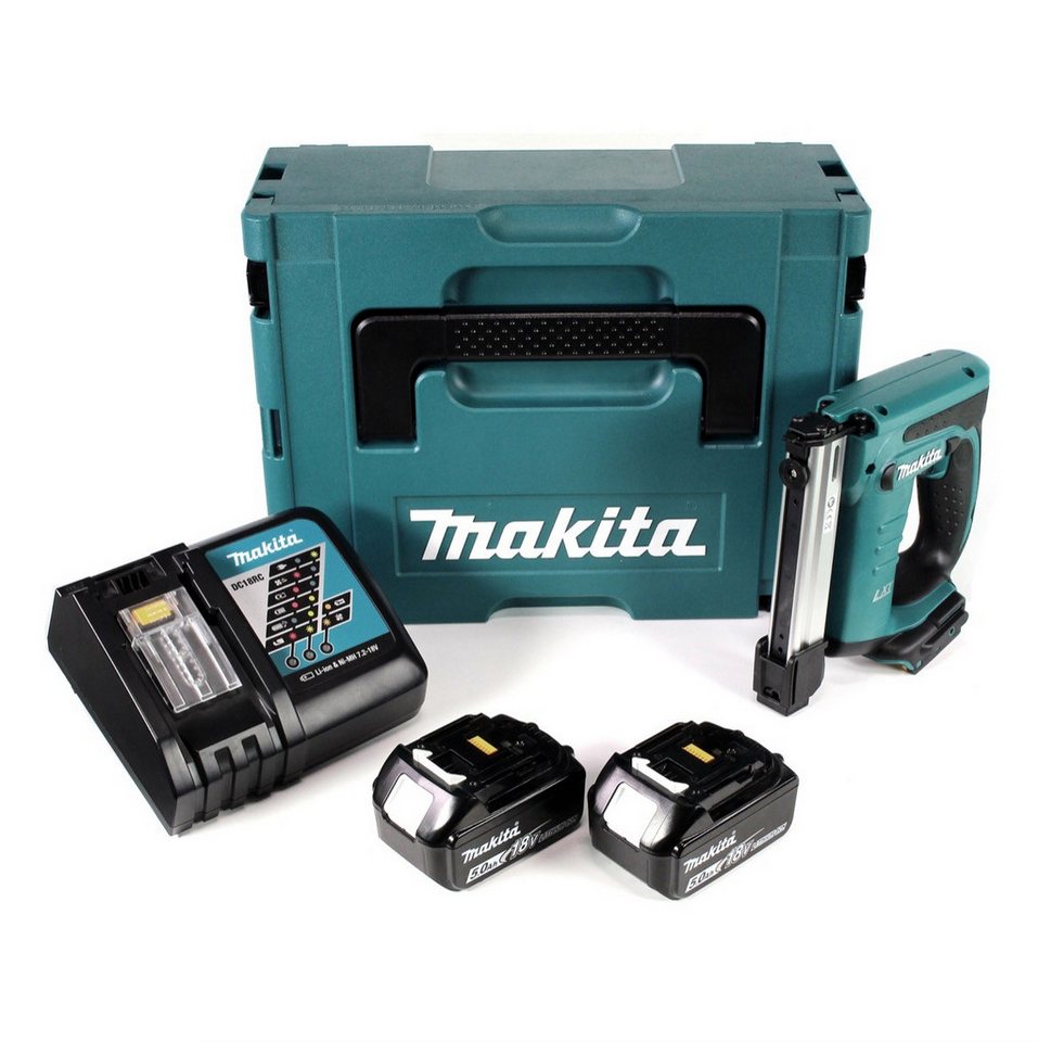 Thumbnail - Makita Nagler DST 221 RTJ 18 V Li-ion Akku Tacker im Makpac + 2x BL 1850 B 5,0 Ah A