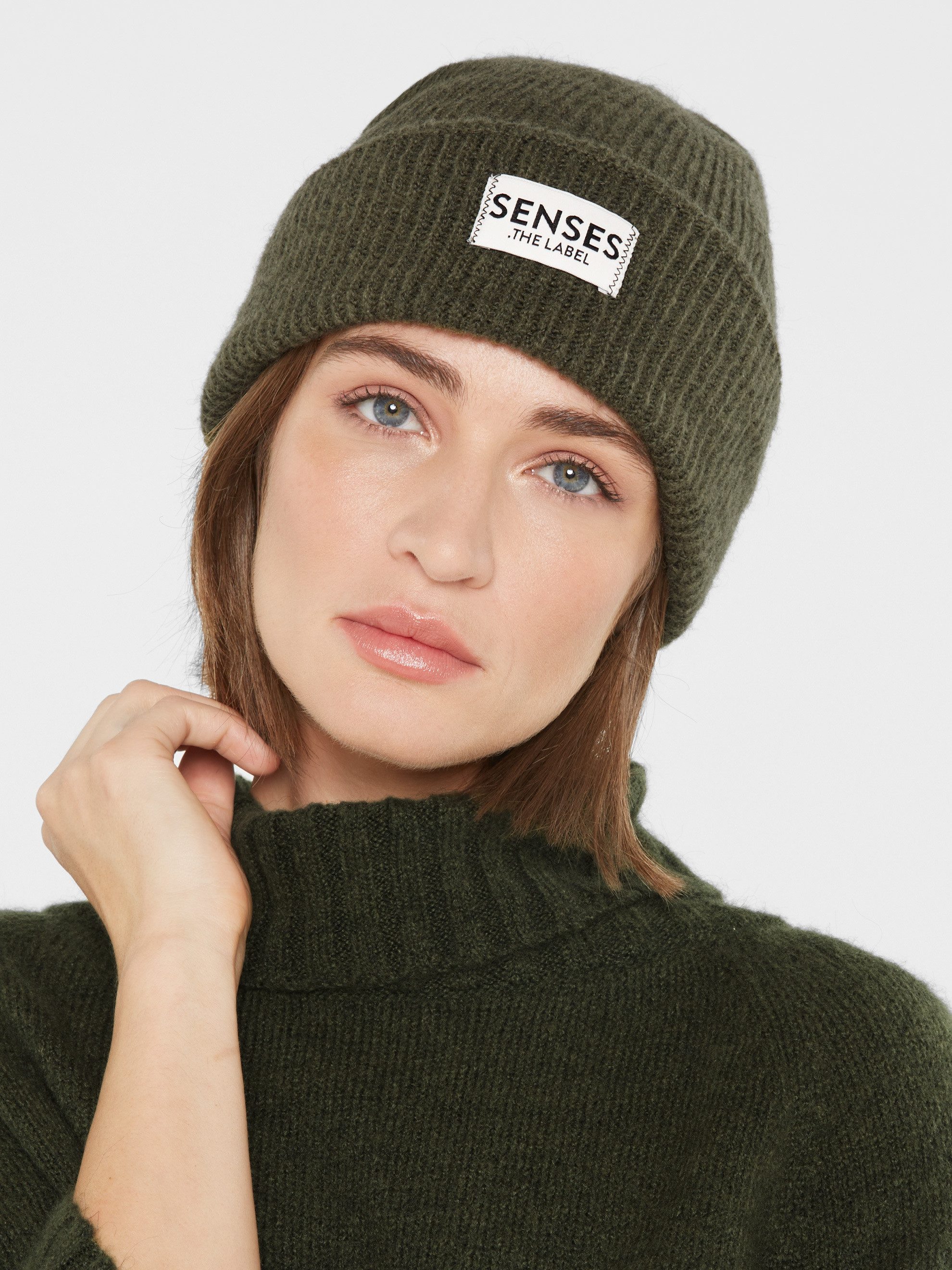 SENSES.THE LABEL Strickmütze mit Label Patch