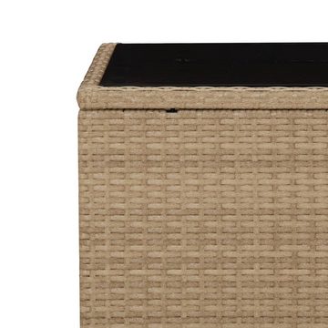 vidaXL Gartentisch Beistelltisch mit Glasplatte Beige Poly Rattan & Hartglas (1-St)