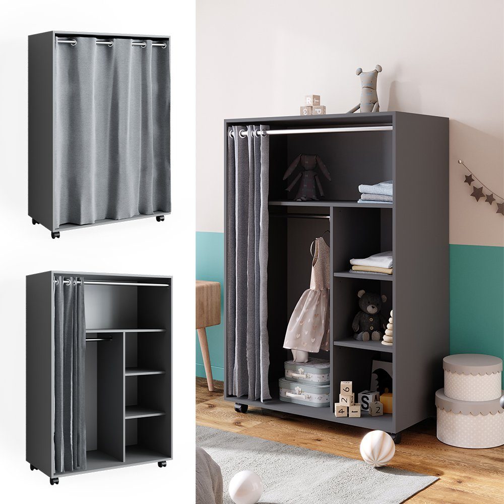 Vicco Kleiderschrank Doros, Grau, 100 x günstig online kaufen
