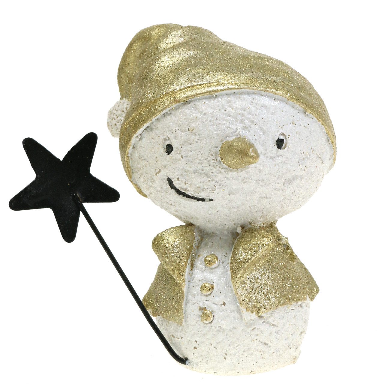 Florists Products Weihnachtsmann Winterzauber Deko Schneemann-Set weiß/gold, 7,5cm, 4 Stück