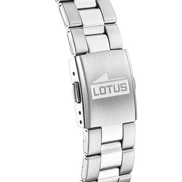 Lotus Quarzuhr Lotus Herren-Armbanduhr silber Analog, Herren Armbanduhr rund, groß (ca. 43mm), Edelstahlarmband silber