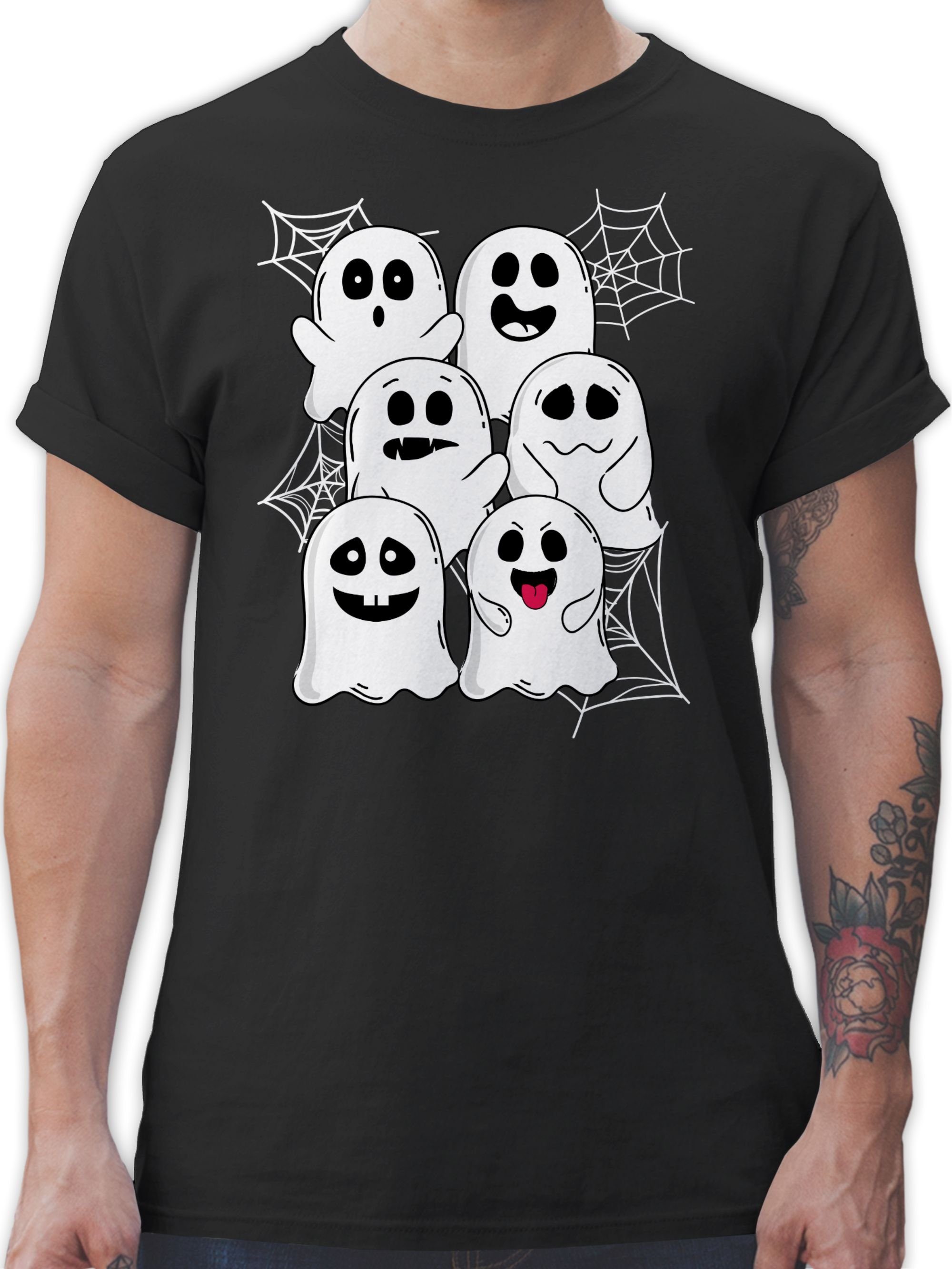Shirtracer T-Shirt Geist Gespenster Geister Herren Kostüme 01 Schwarz Halloween Gespenst Lustige