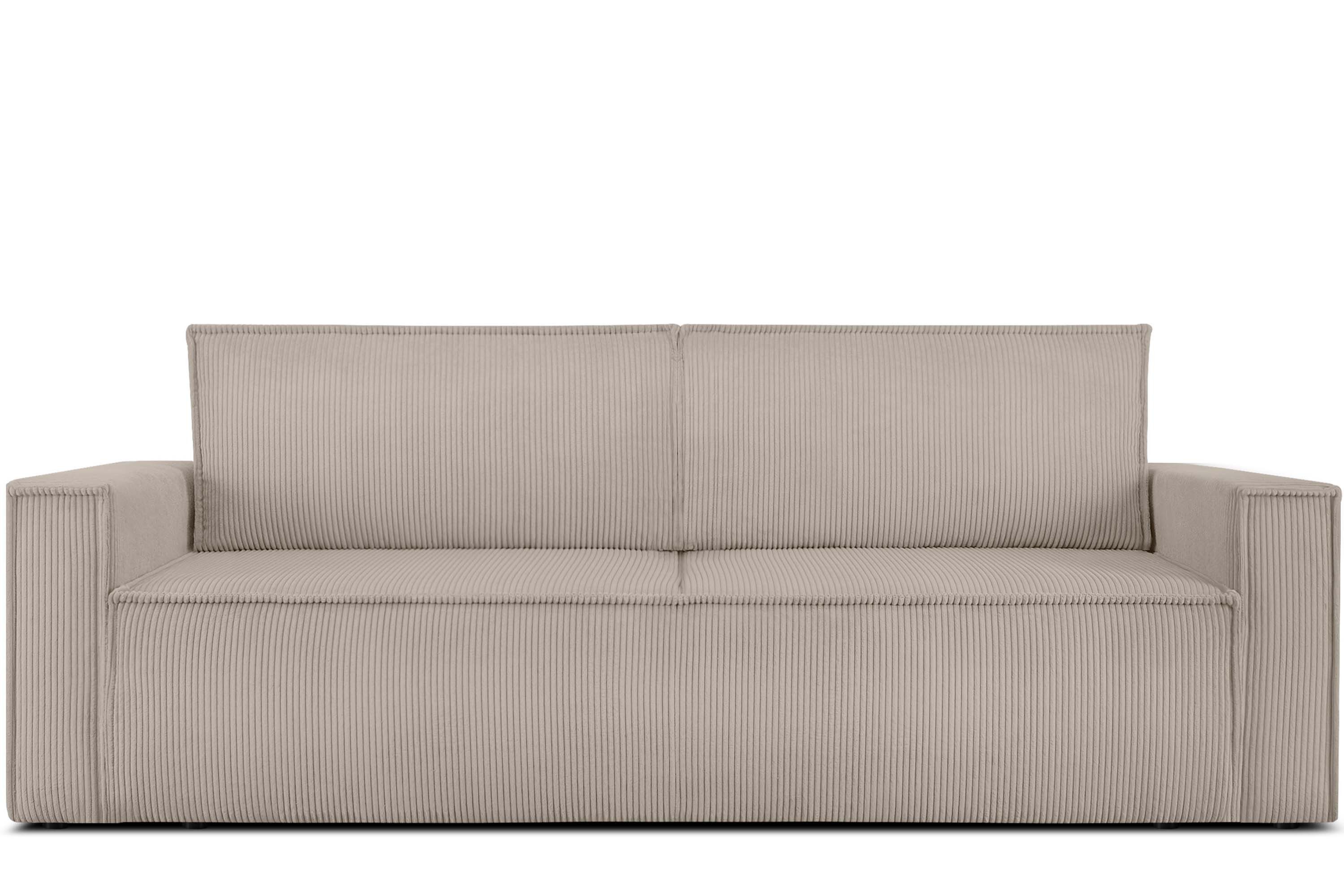 KONSIMO® 3-Sitzer NAPI Sofa mit Schlaffunktion & massivem Gestell, hergestellt in der EU, Couch für Dauerschläfer, mit Wellenunterfederung, Großer Bettkasten