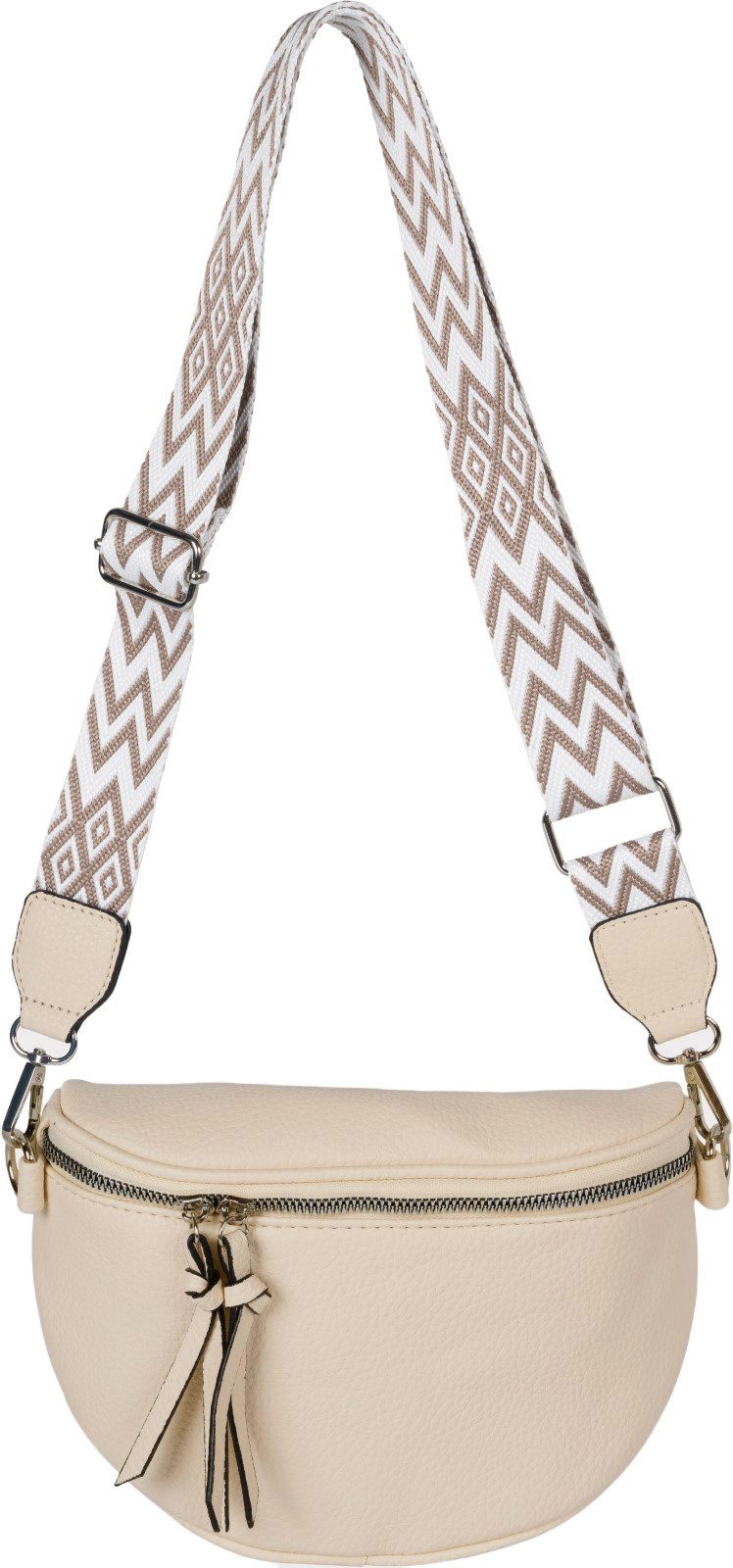 styleBREAKER Umhängetasche Halbmond Crossbody Bag Zick-Zack günstig online kaufen