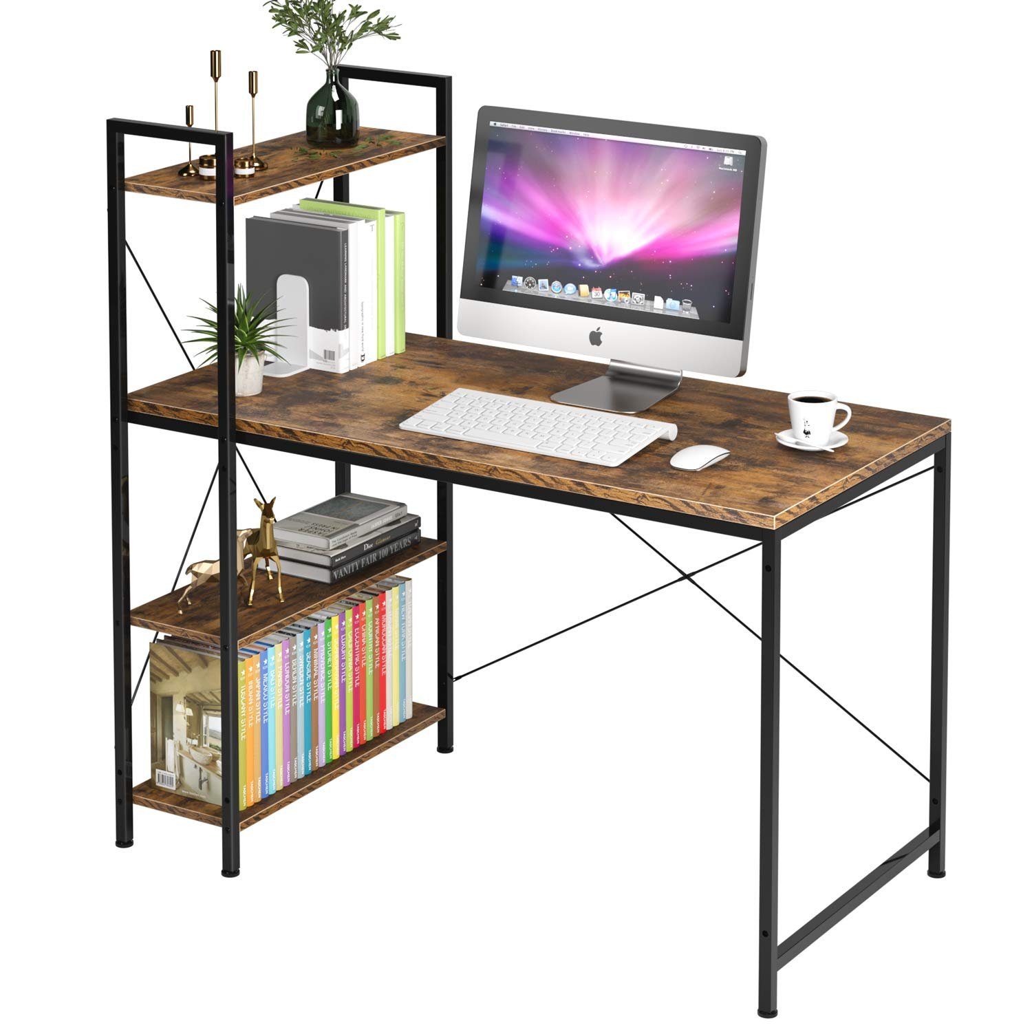 Homfa Schreibtisch (Computertisch Bürotisch Arbeitstisch), mit 3 Ablagen,  Industrie-Design, Breite 120 cm online kaufen | OTTO
