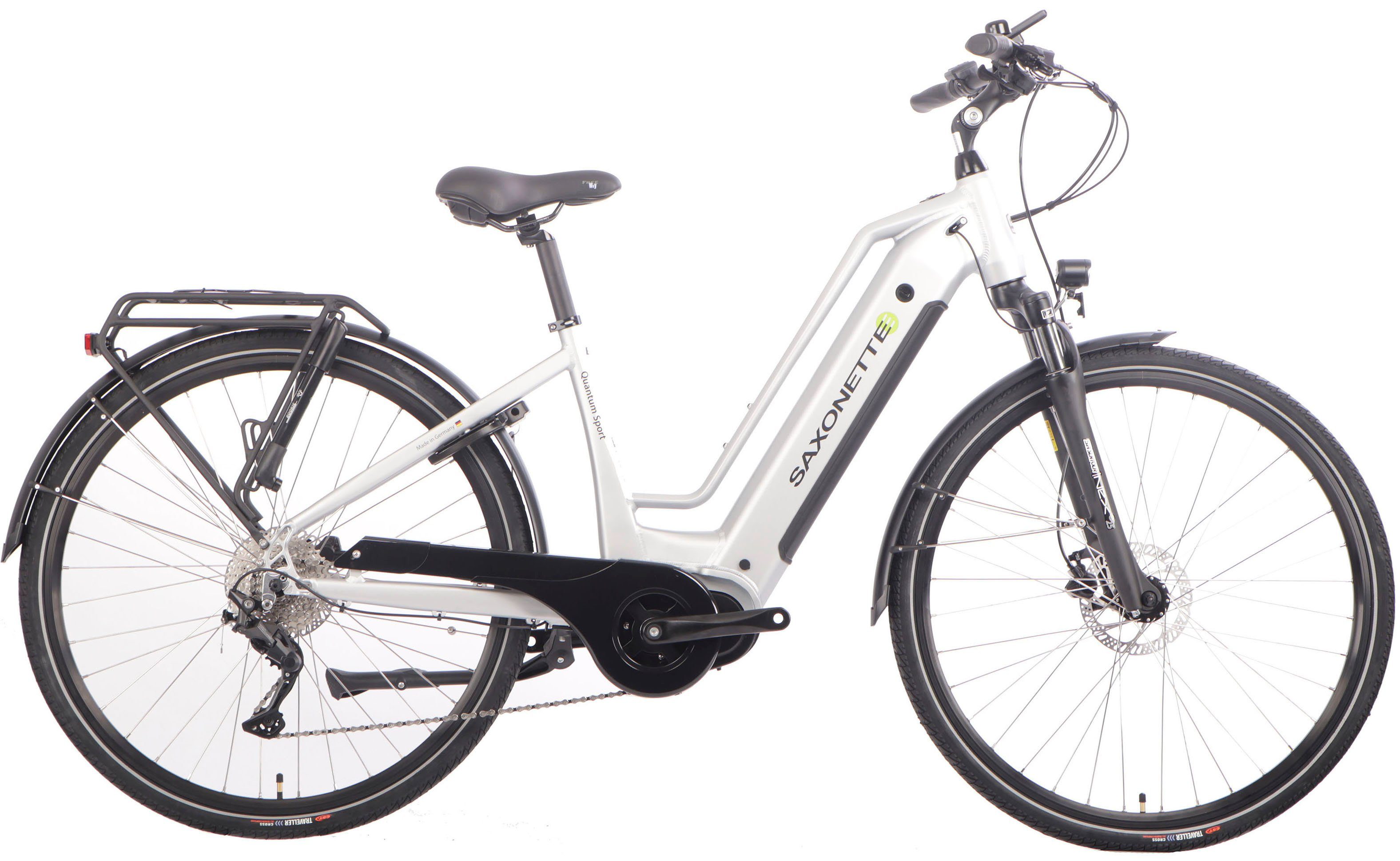 SAXONETTE E-Bike Trekkingrad Quantum Sport, 10 Gang Shimano, Kettenschaltung, Mittelmotor, 540 Wh, Pedelec, Elektrofahrrad für Damen u. Herren