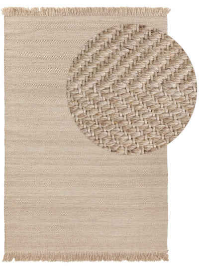 Wollteppich Lars, benuta, rechteckig, Höhe: 5 mm, Kunstfaser, Berber, Ethno-Style, Wohnzimmer